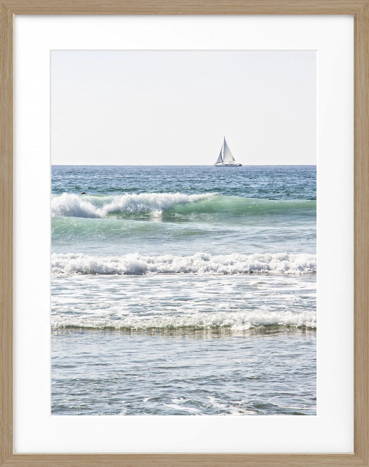 Schwarz-weiß Poster mit Rahmen von Cosman-Photocollection, Kalifornien ’Ocean’, 25x31cm, Meeresmotiv, stilvoller Wanddekoration