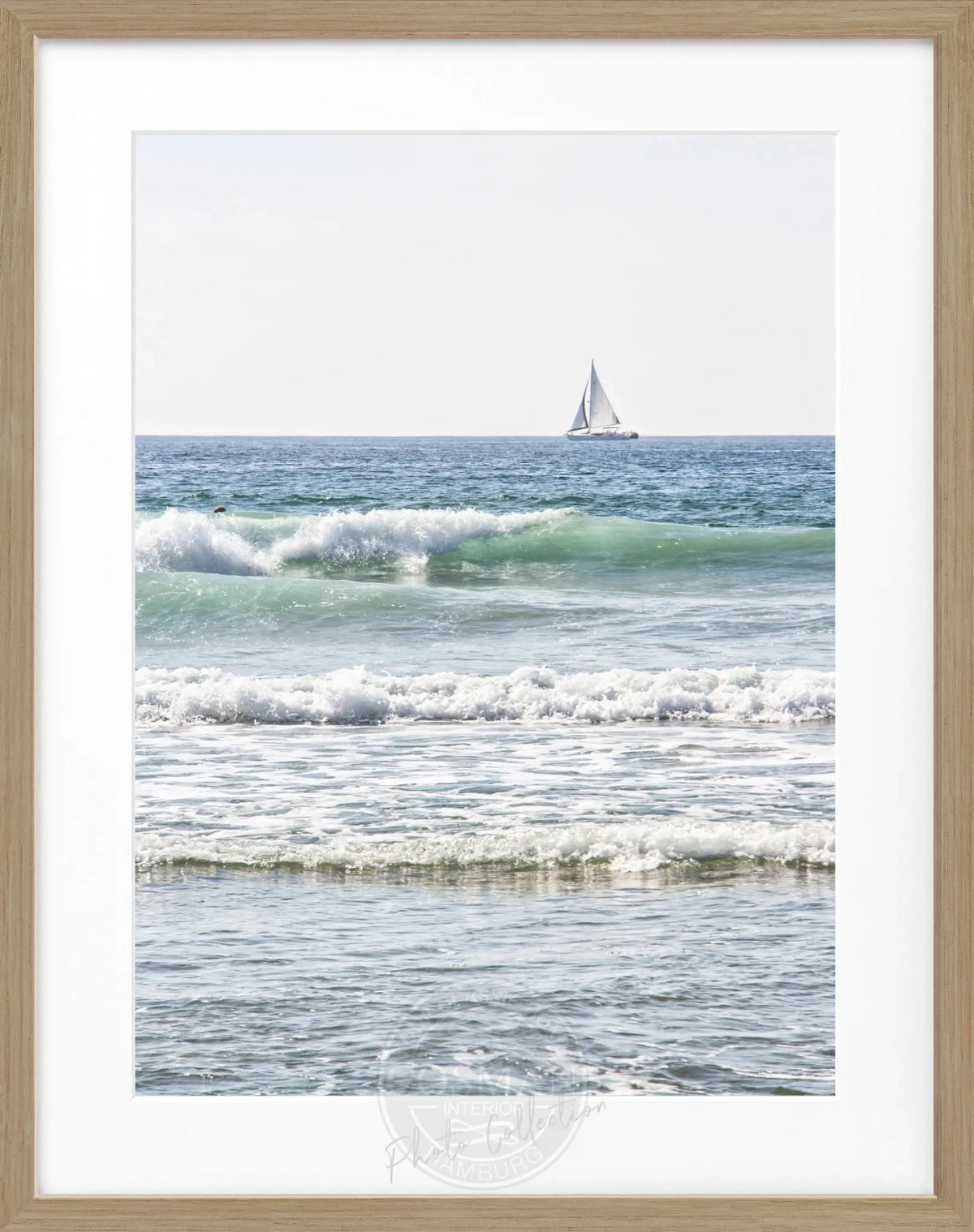Schwarz-weiß Poster mit Rahmen von Cosman-Photocollection, Kalifornien ’Ocean’, 25x31cm, Meeresmotiv, stilvoller Wanddekoration