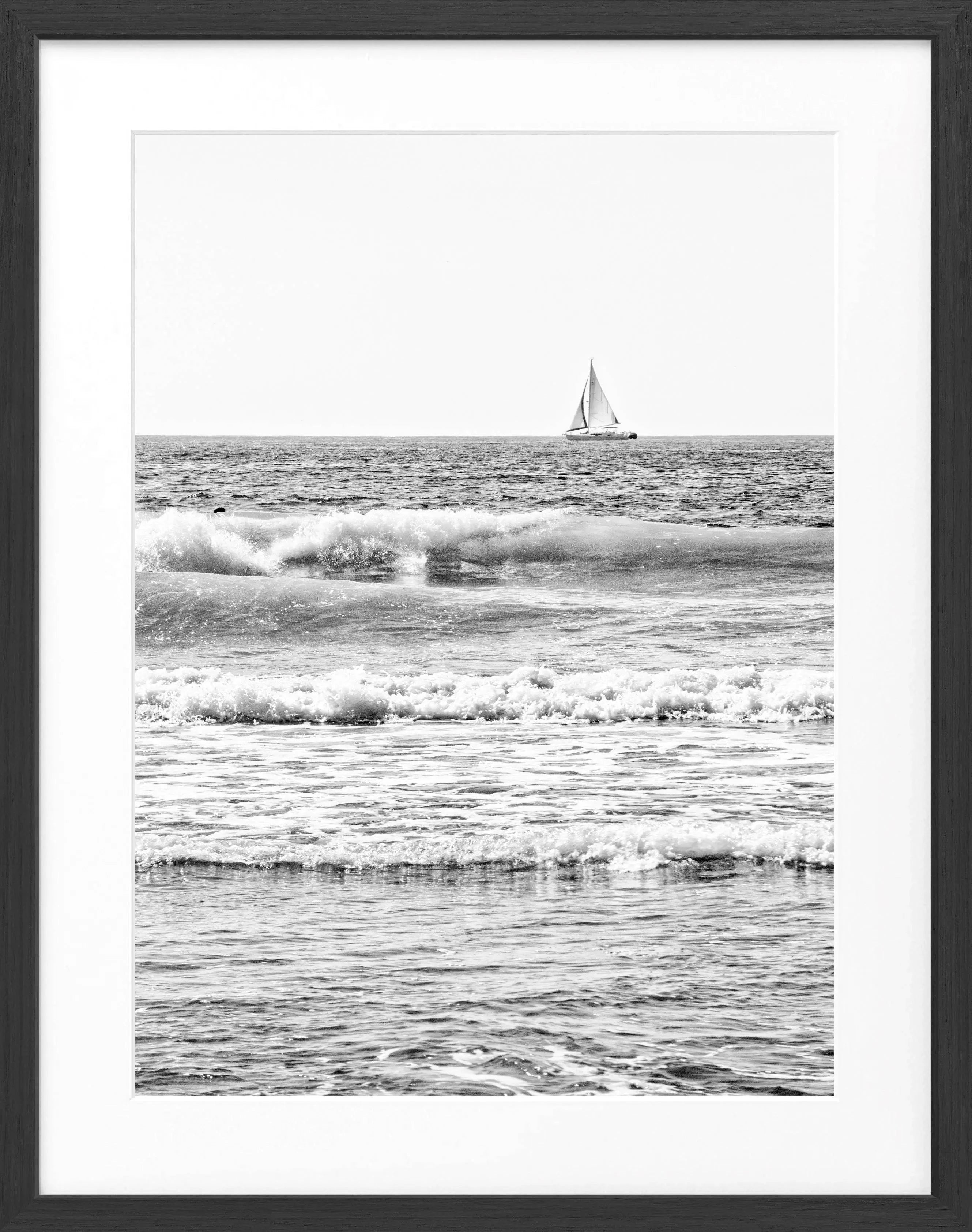 Schwarz-weißes Poster mit Rahmen, Kalifornien ’Ocean’ von Cosman-Photocollection, 25x31 cm, Meeresmotiv, Wanddekoration