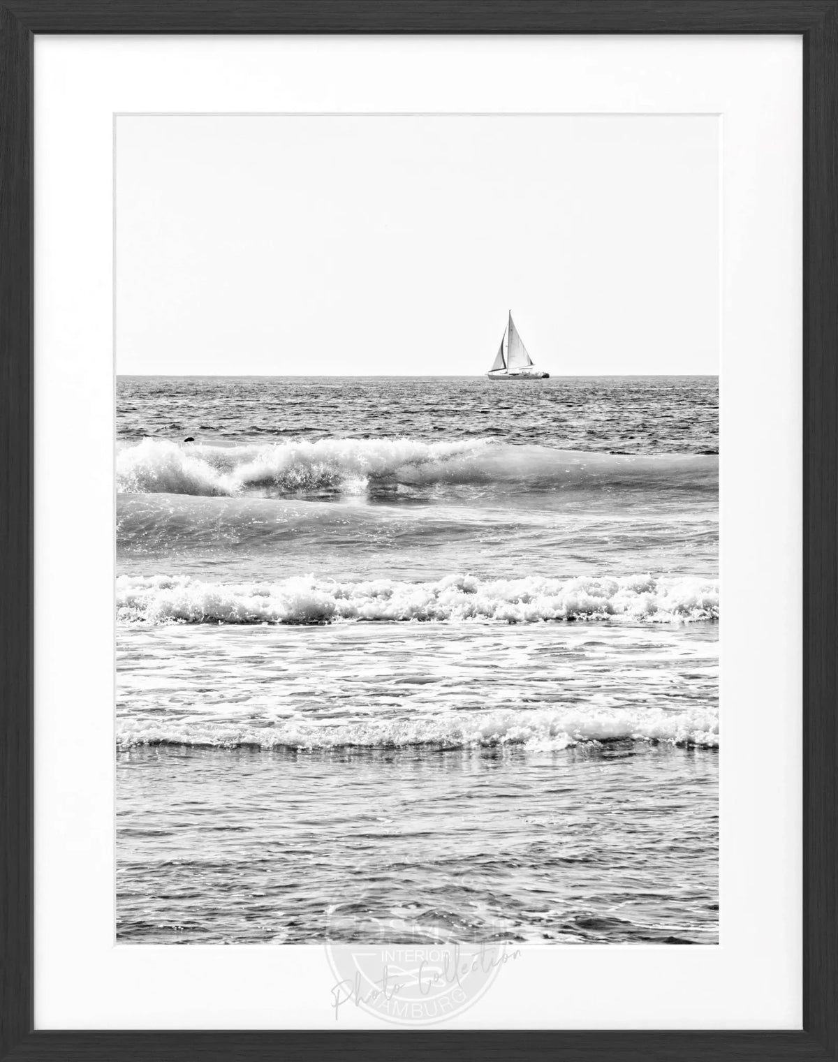 Schwarz-weißes Poster mit Rahmen, Kalifornien ’Ocean’ von Cosman-Photocollection, 25x31 cm, Meeresmotiv, Wanddekoration