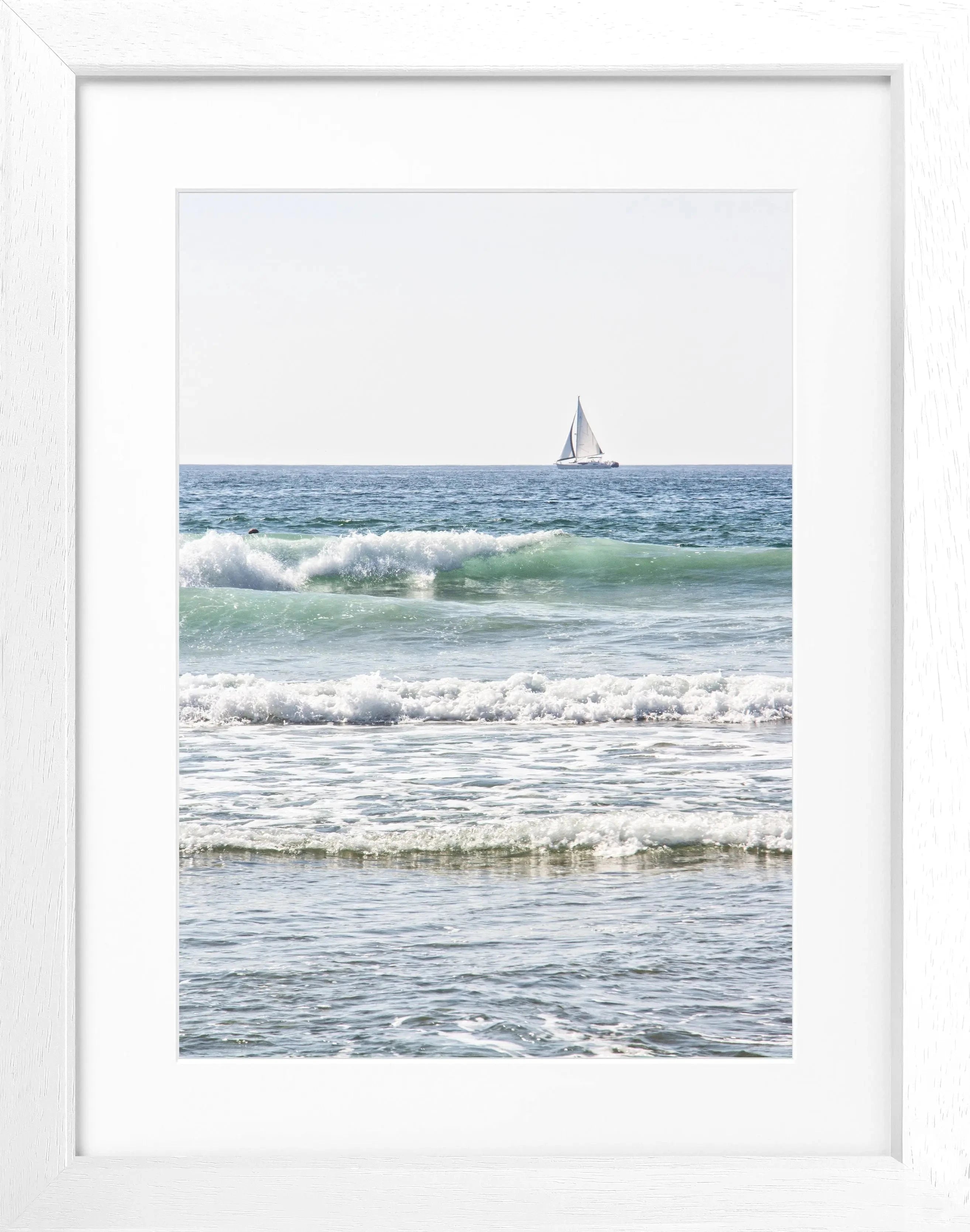 Schwarz-weiß Poster mit Rahmen von Cosman-Photocollection, Kalifornien Ocean, 25x31cm, Wanddekoration mit Meeresmotiv