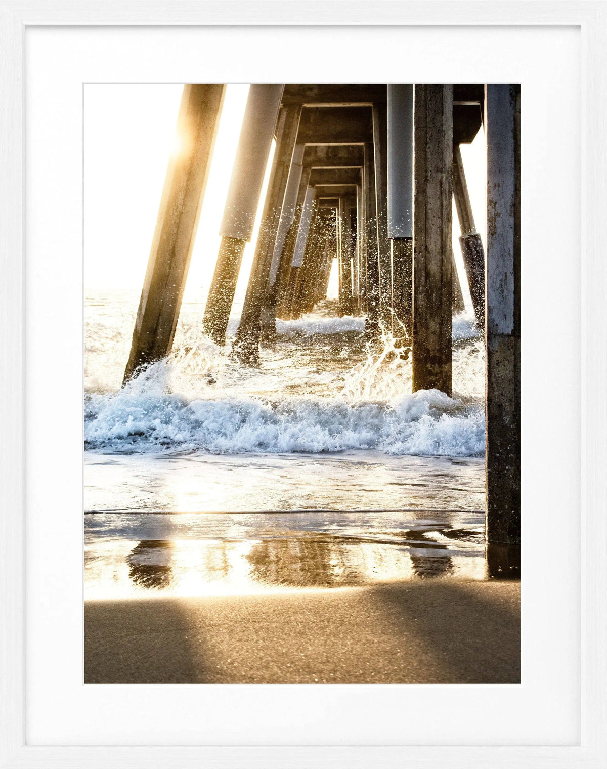 Schwarz-weiß Poster mit Rahmen, Kalifornien Pier Motiv, von Cosman-Photocollection, 25x31 cm, dekoratives Wandbild