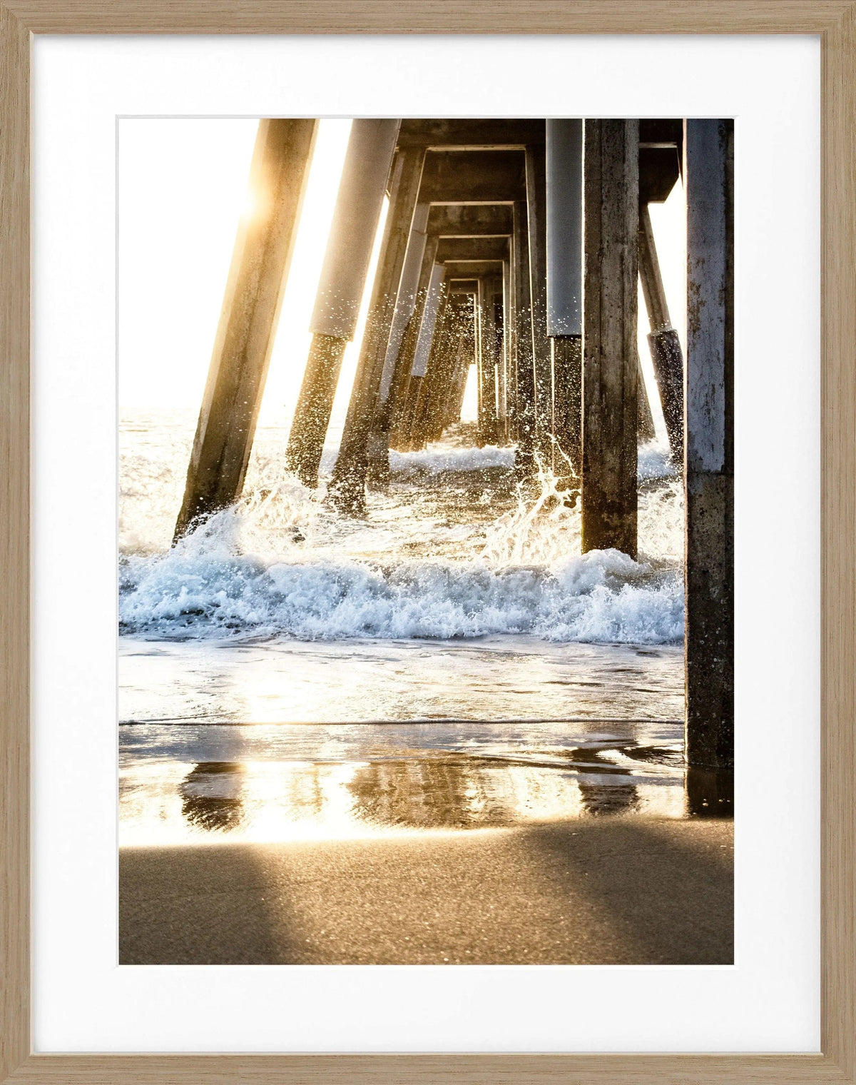 Schwarz-weiß Poster mit Rahmen von Cosman-Photocollection, Kalifornien Pier, 25x31cm, dekoratives Wandbild