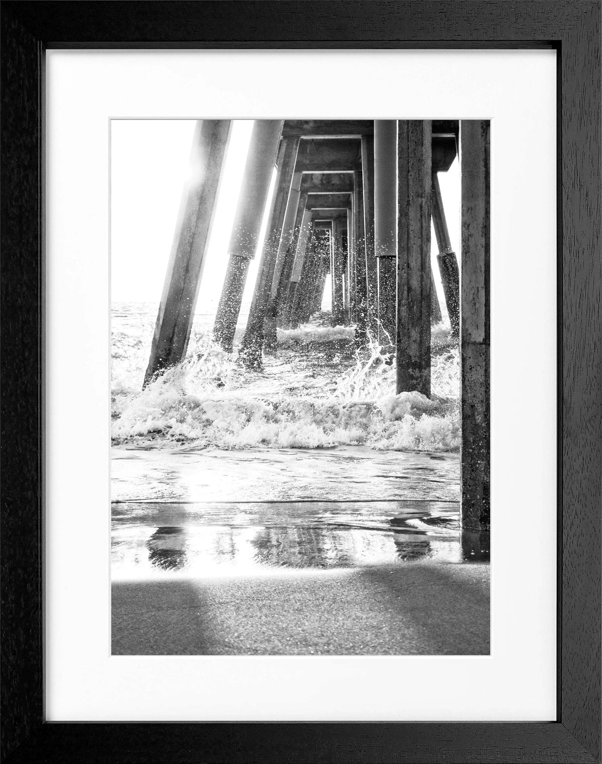 Schwarz-weiß Poster mit Rahmen, Kalifornien Pier, von Cosman-Photocollection, 25x31 cm, Wanddekoration