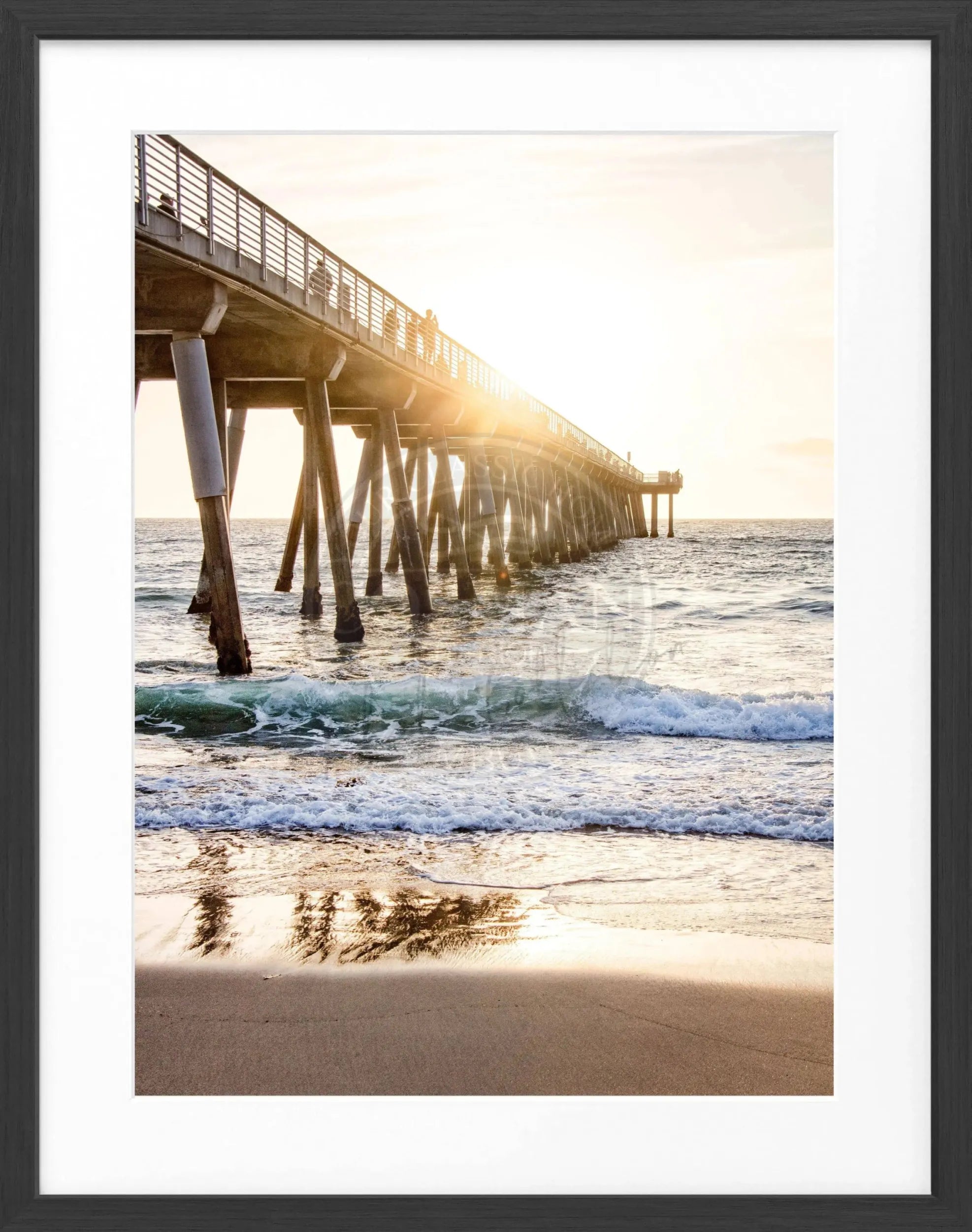 Schwarz-weiß Poster mit Rahmen, Kalifornien Pier, Cosman-Photocollection, 25x31cm, dekoratives Wandbild, Meeresblick