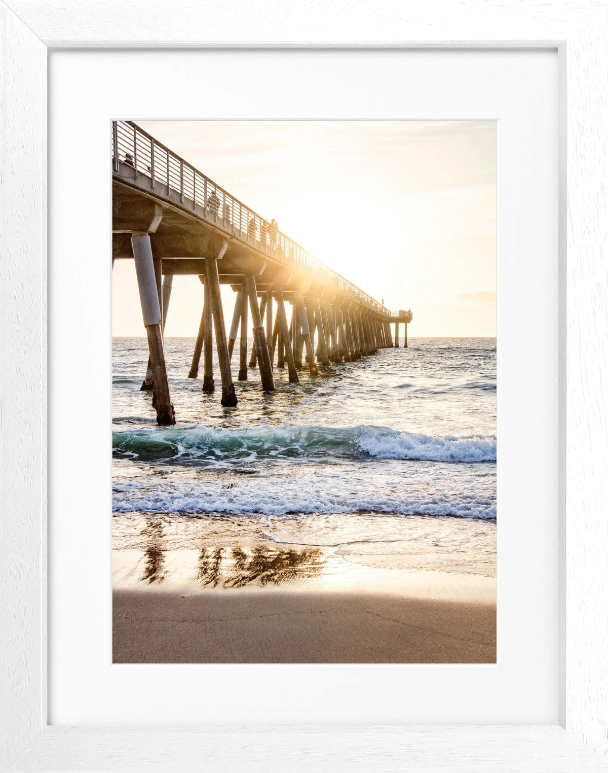 Schwarzer Poster mit Rahmen, Kalifornien Pier Motiv, Cosman-Photocollection, schwarz-weiß, 25x31cm, Wanddekoration