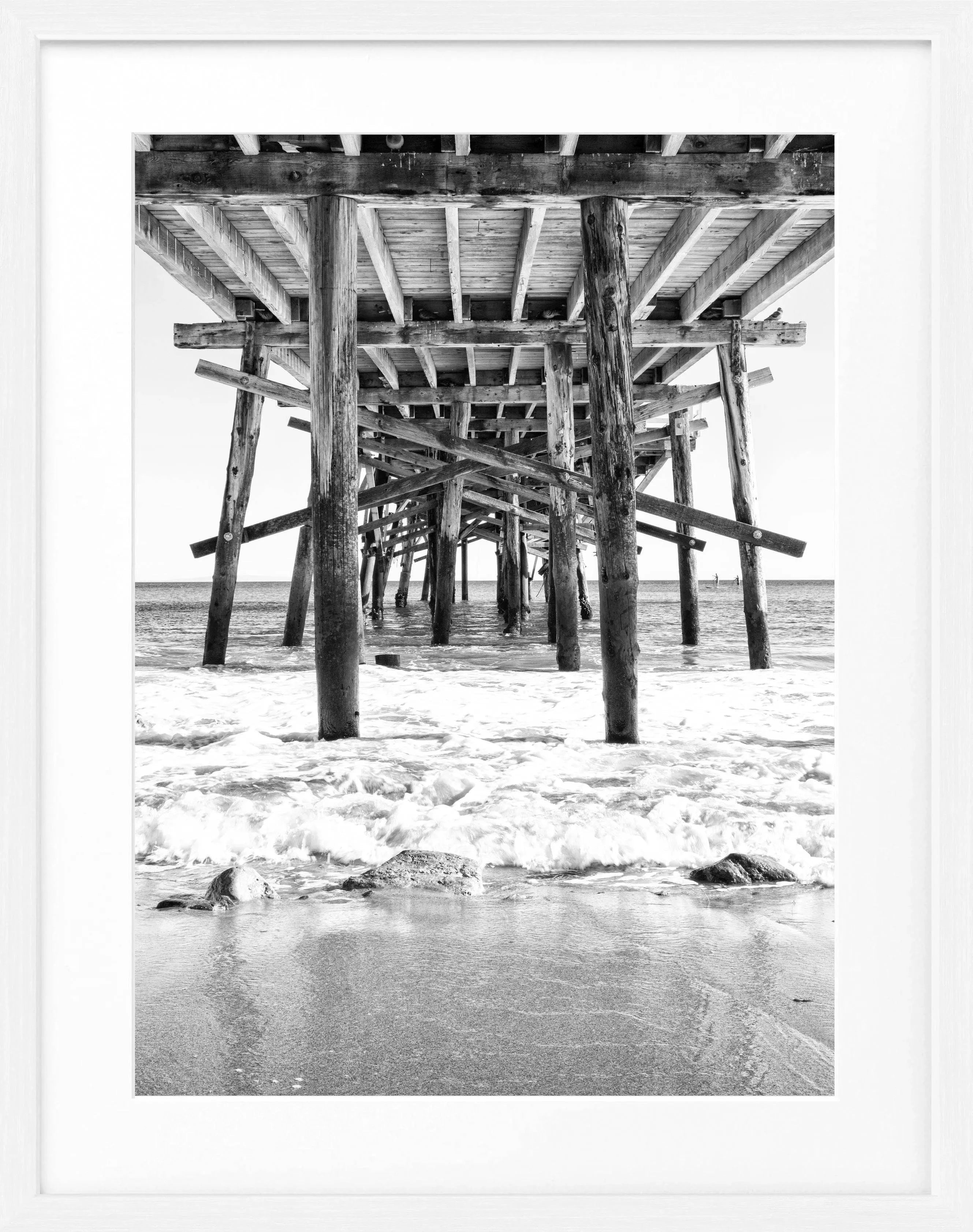 Schwarz-weiß Poster mit Rahmen, Kalifornien Pier Motiv, von Cosman-Photocollection, 25x31cm, ansprechend dekoratives Wandbild