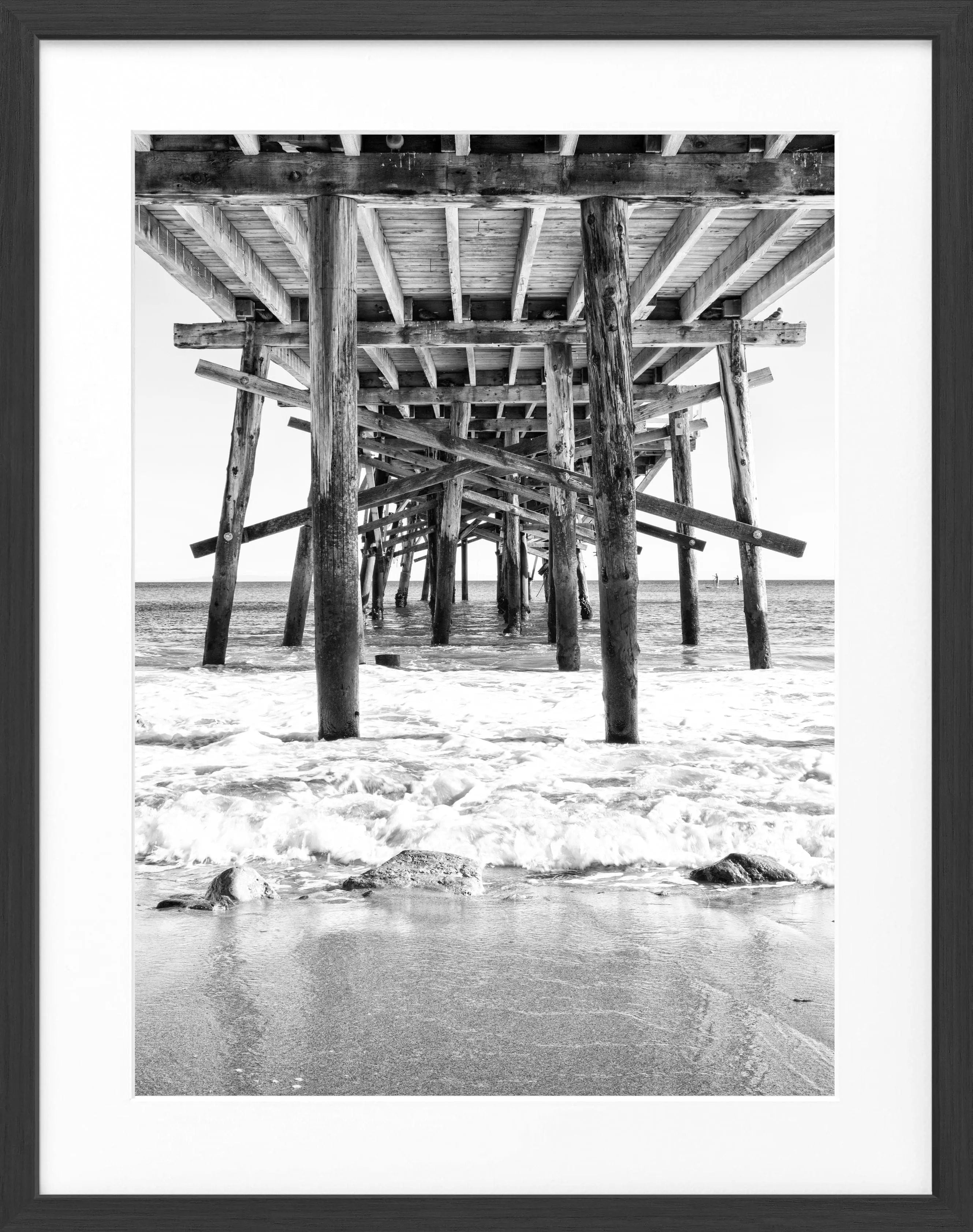 Schwarz-weißes Poster mit Rahmen, Kalifornien Pier Motiv, von Cosman-Photocollection, Maße 25x31 cm, Wanddekoration