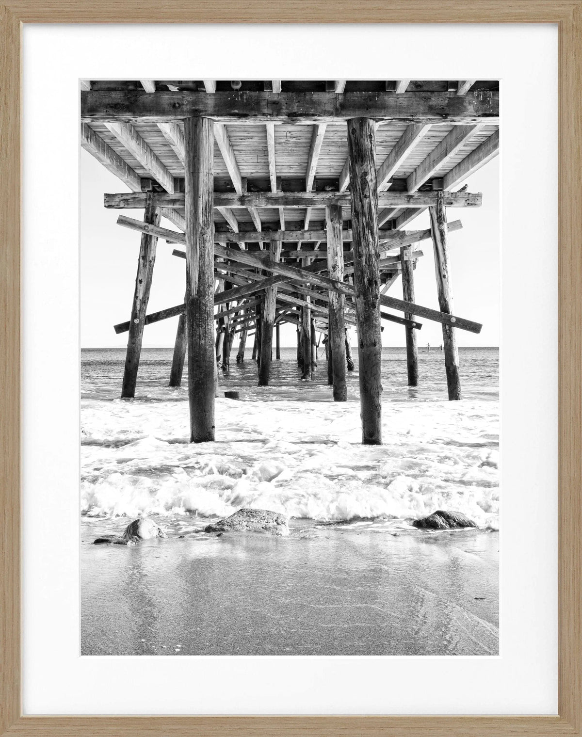 Schwarz-weißes Poster mit Rahmen von Cosman-Photocollection, Kalifornien ’Pier’, 25x31 cm, Wanddekoration