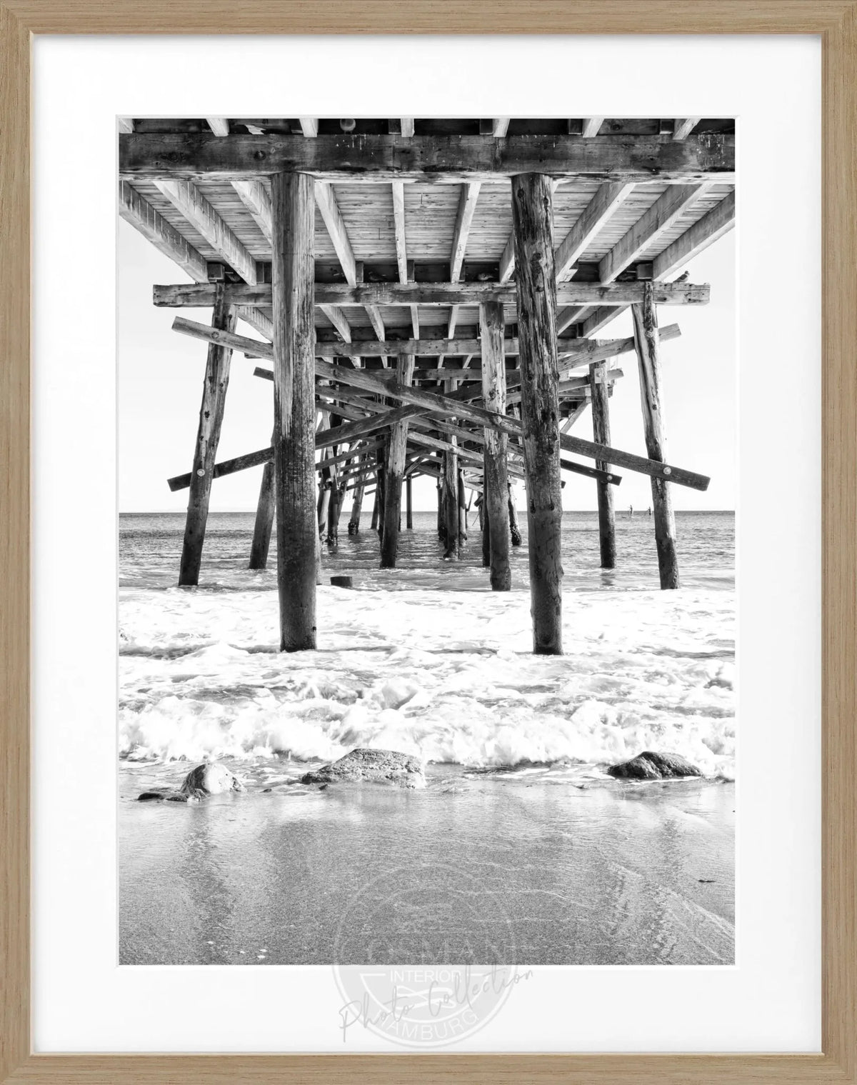 Schwarz-weißes Poster mit Rahmen von Cosman-Photocollection, Kalifornien ’Pier’, 25x31 cm, Wanddekoration