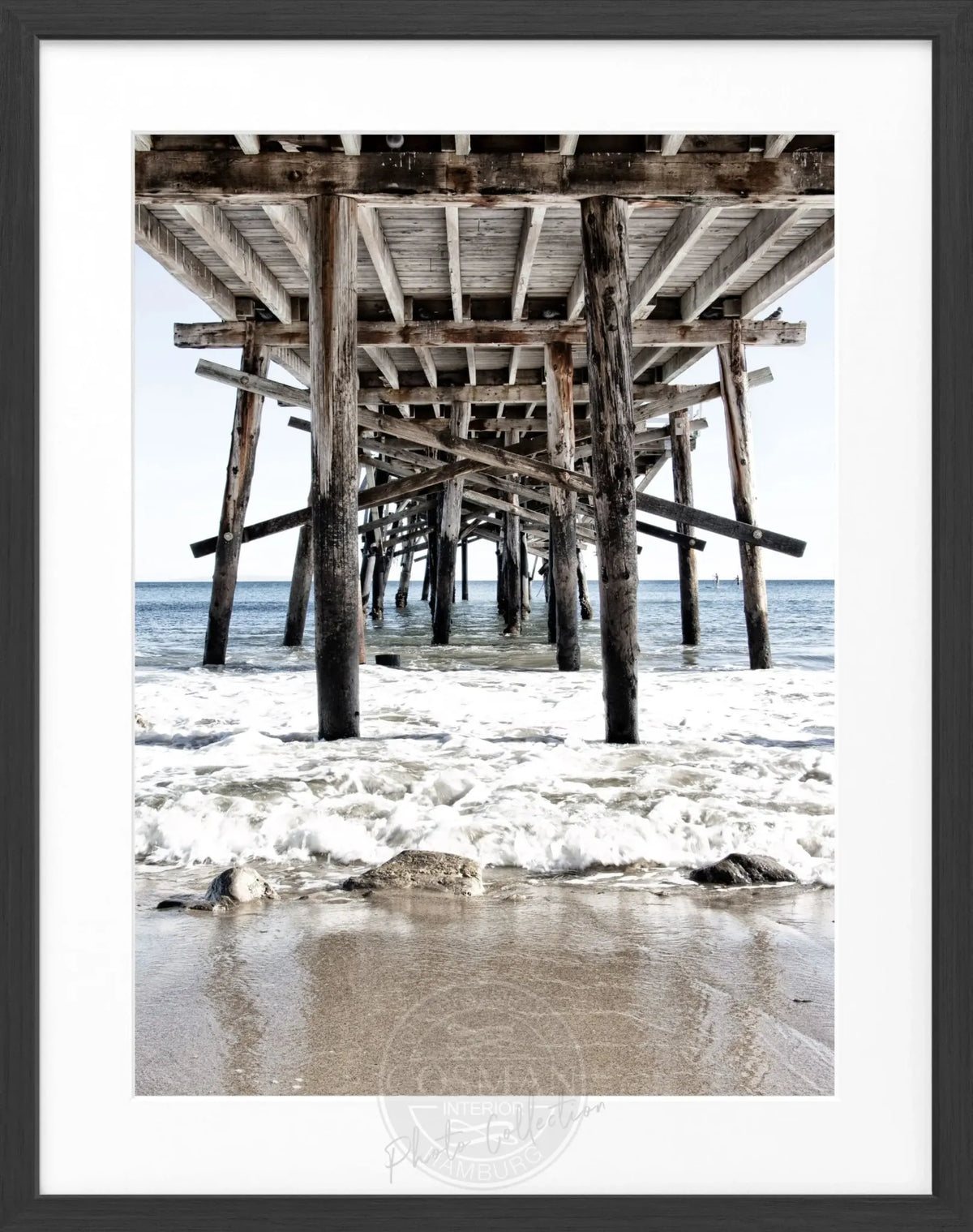 Schwarz-weiß Poster mit Rahmen, Kalifornien Pier Motiv, von Cosman-Photocollection, Maße 25x31 cm, Wanddekoration
