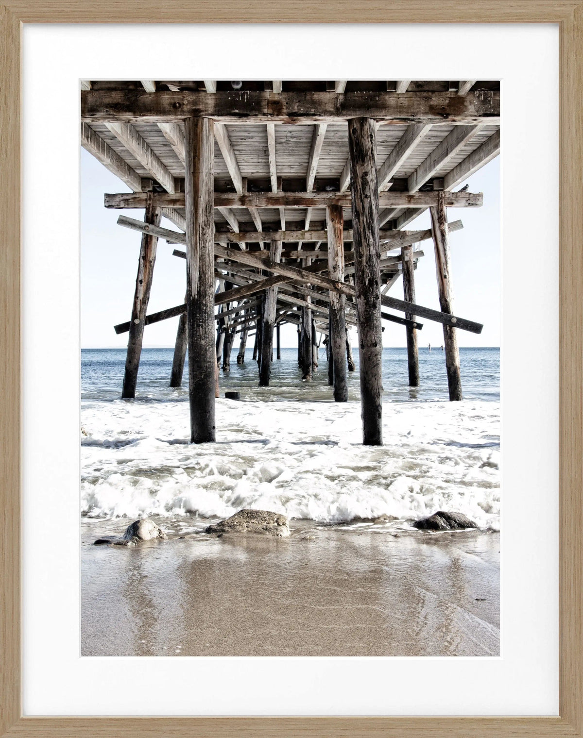 Schwarz-weiß Poster mit Rahmen von Kalifornien Pier, 25x31cm, von Cosman-Photocollection, dekoratives Wandbild.