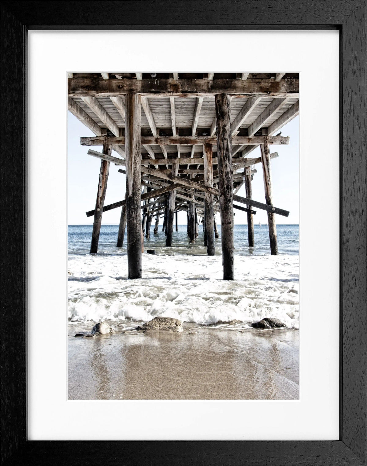 Schwarz-weiß Poster mit Rahmen, Kalifornien ’Pier’ von Cosman-Photocollection, 25x31cm, dekoratives Wandbild