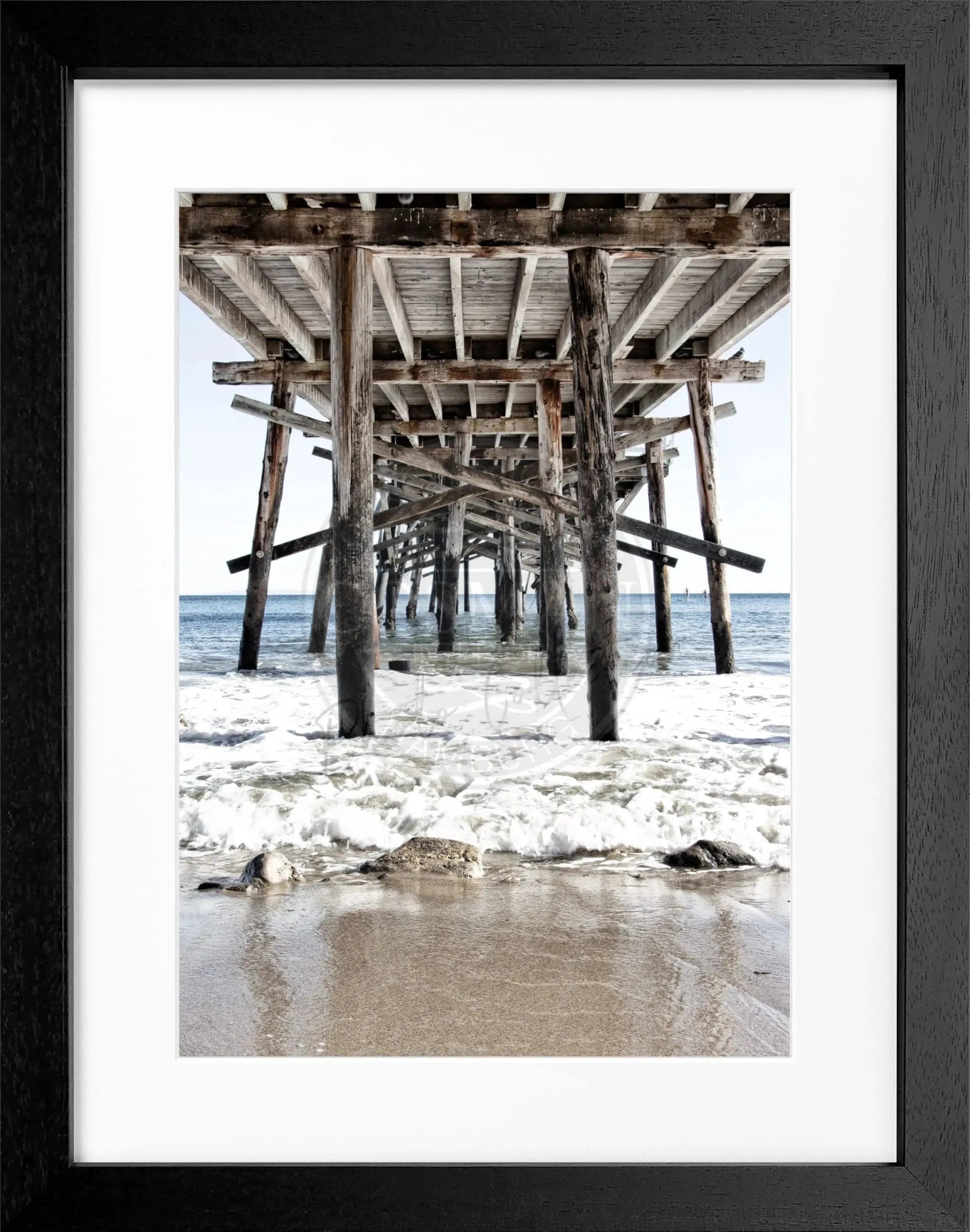 Schwarz-weiß Poster mit Rahmen, Kalifornien ’Pier’ von Cosman-Photocollection, 25x31cm, dekoratives Wandbild