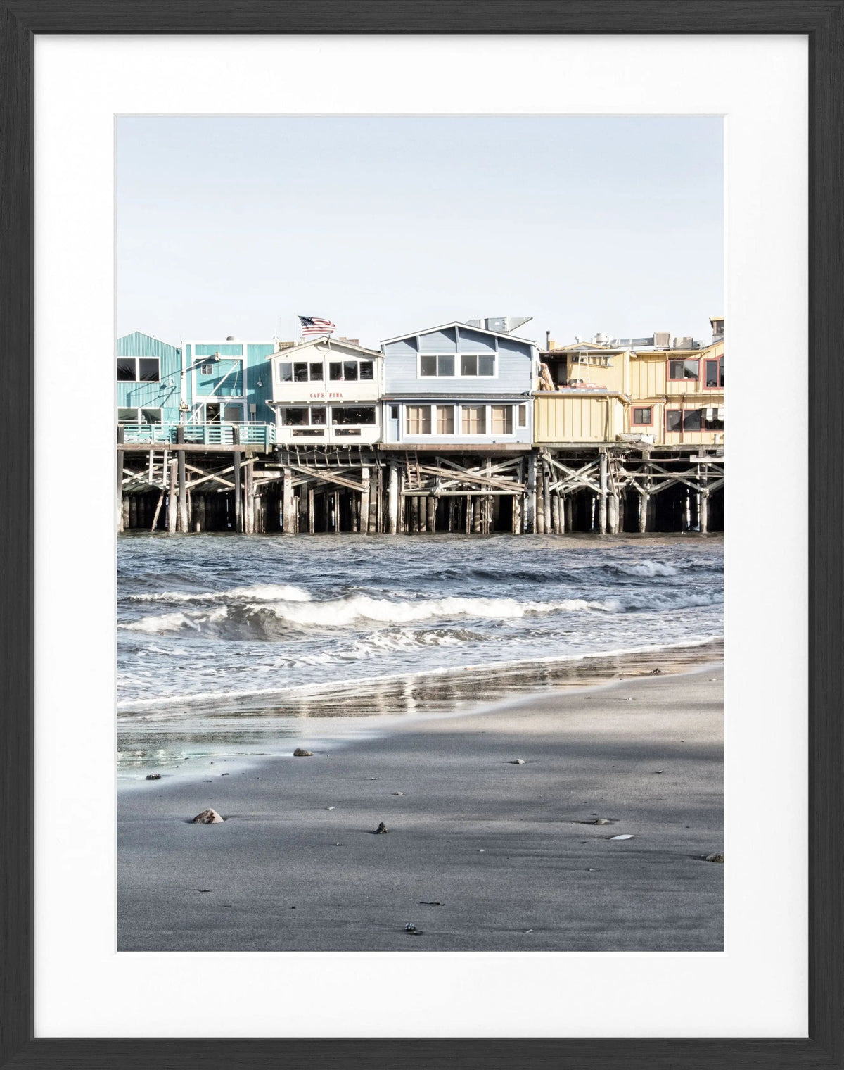 Schwarz-weißes Poster mit Rahmen, Kalifornien Pier Monterey, von Cosman-Photocollection, 25x31cm, Wanddekoration