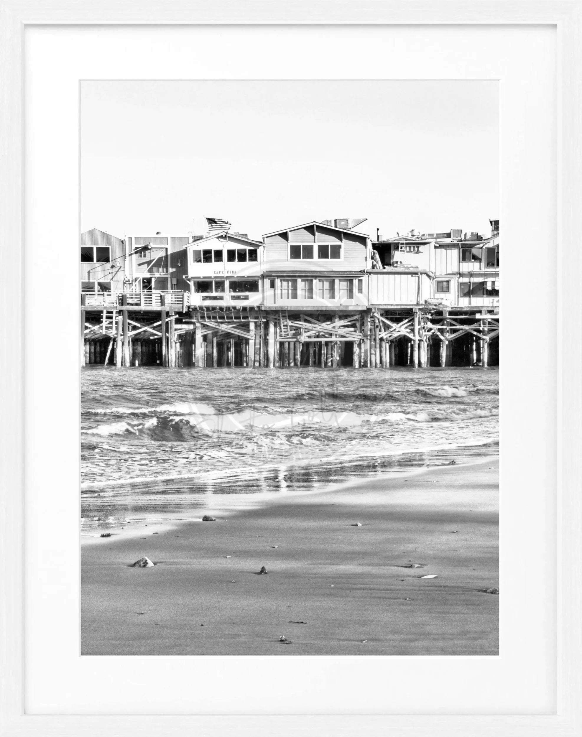 Schwarz-weiß Poster mit Rahmen, Kalifornien Pier Monterey, von Cosman-Photocollection, 25x31 cm, Wanddekoration