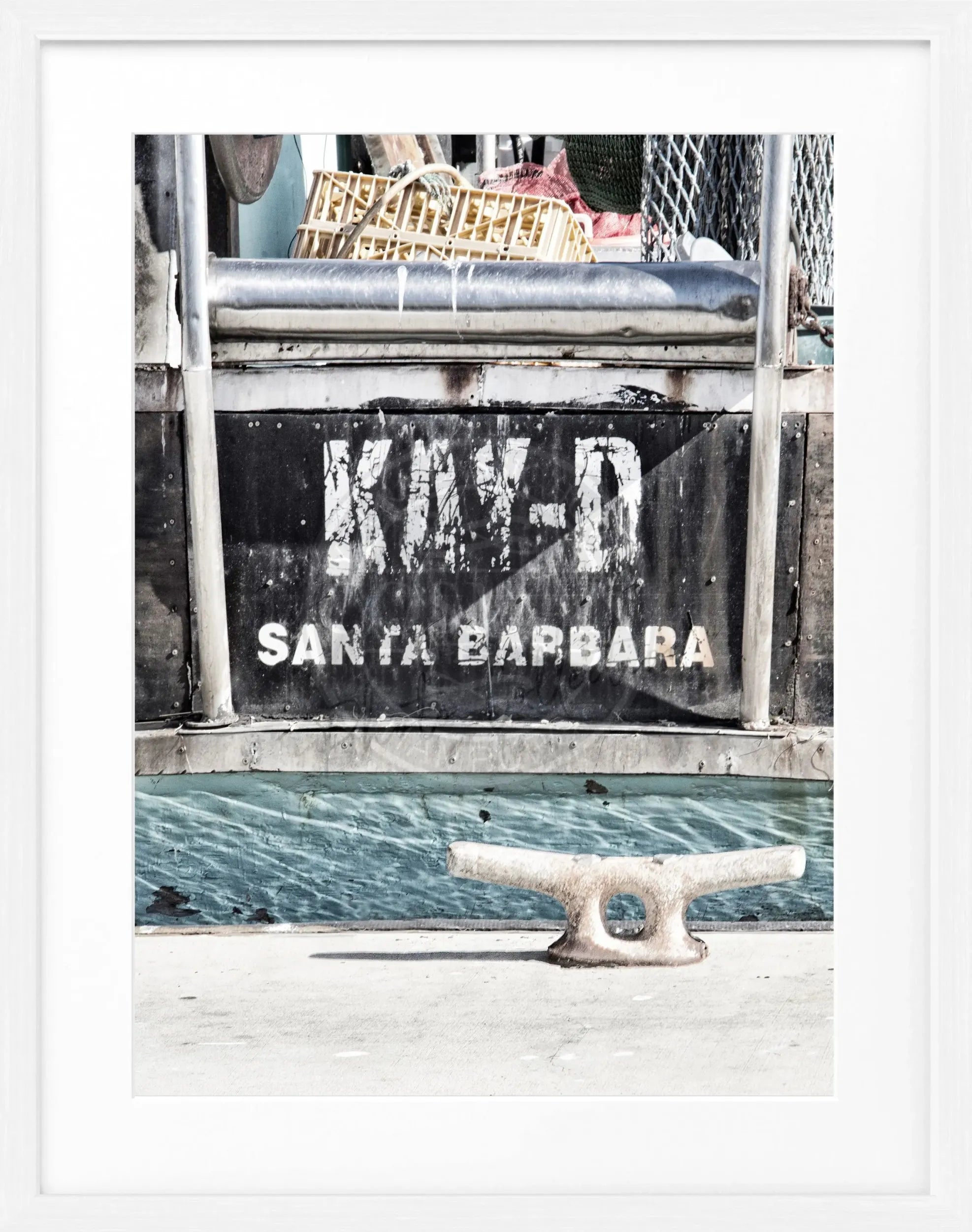 Schwarz-weiß Poster mit Rahmen, Kalifornien Santa Barbara Boot Motiv, von Cosman-Photocollection, 25x31 cm