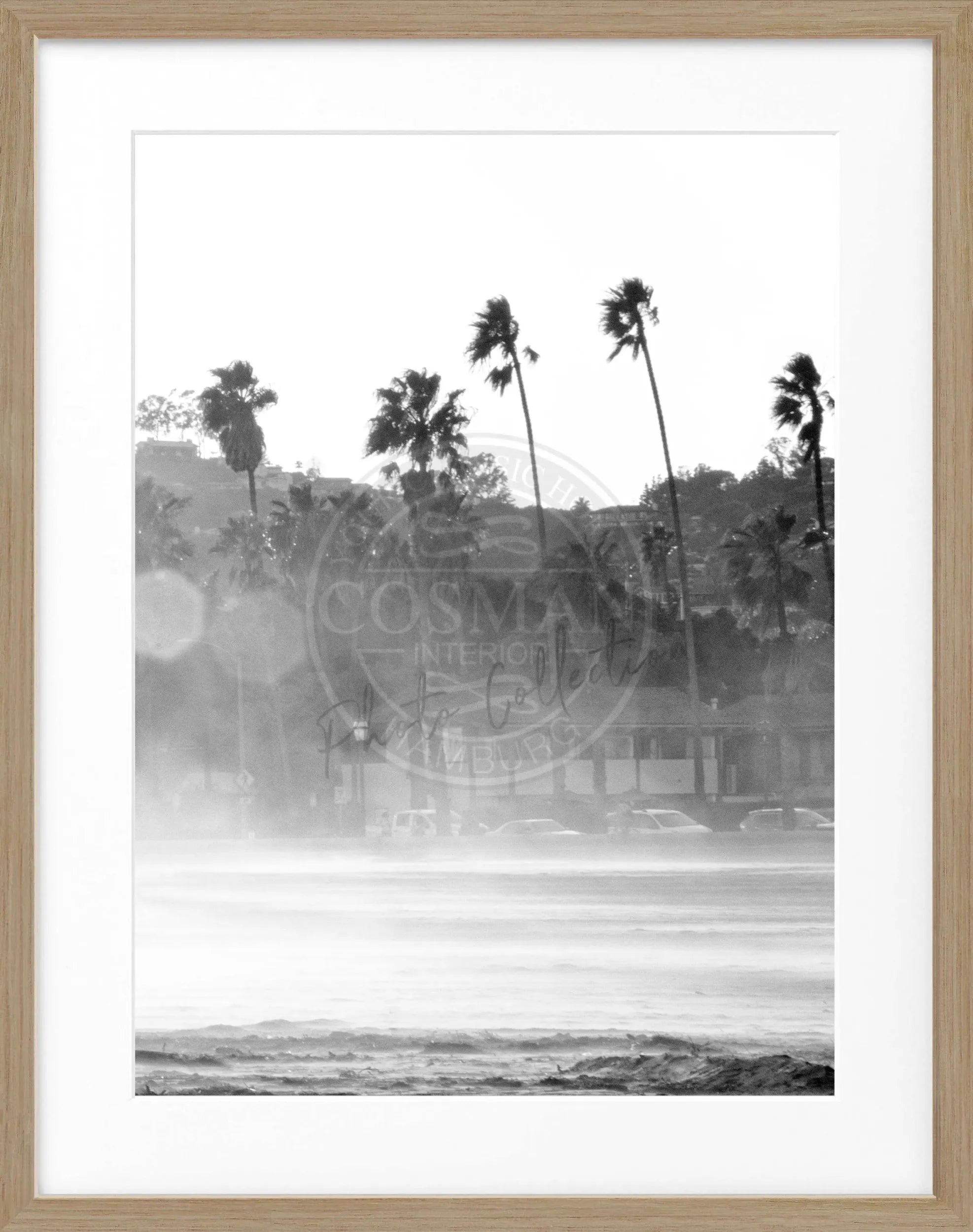 Schwarz-weiß Poster mit Rahmen von Santa Barbara, Kalifornien, von Cosman-Photocollection, 25x31 cm, Wanddekoration