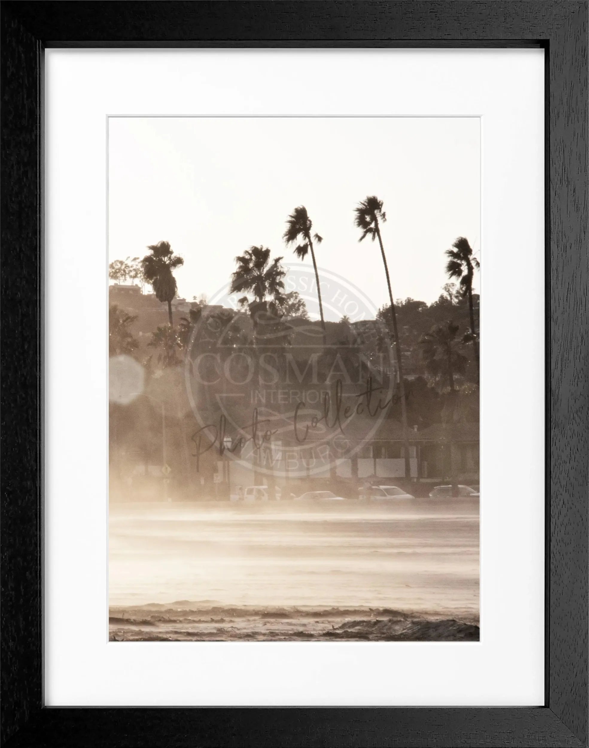 Schwarz-weiß Poster mit Rahmen von Kalifornien Santa Barbara, 25x31cm, von Cosman-Photocollection, dekoratives Wandbild
