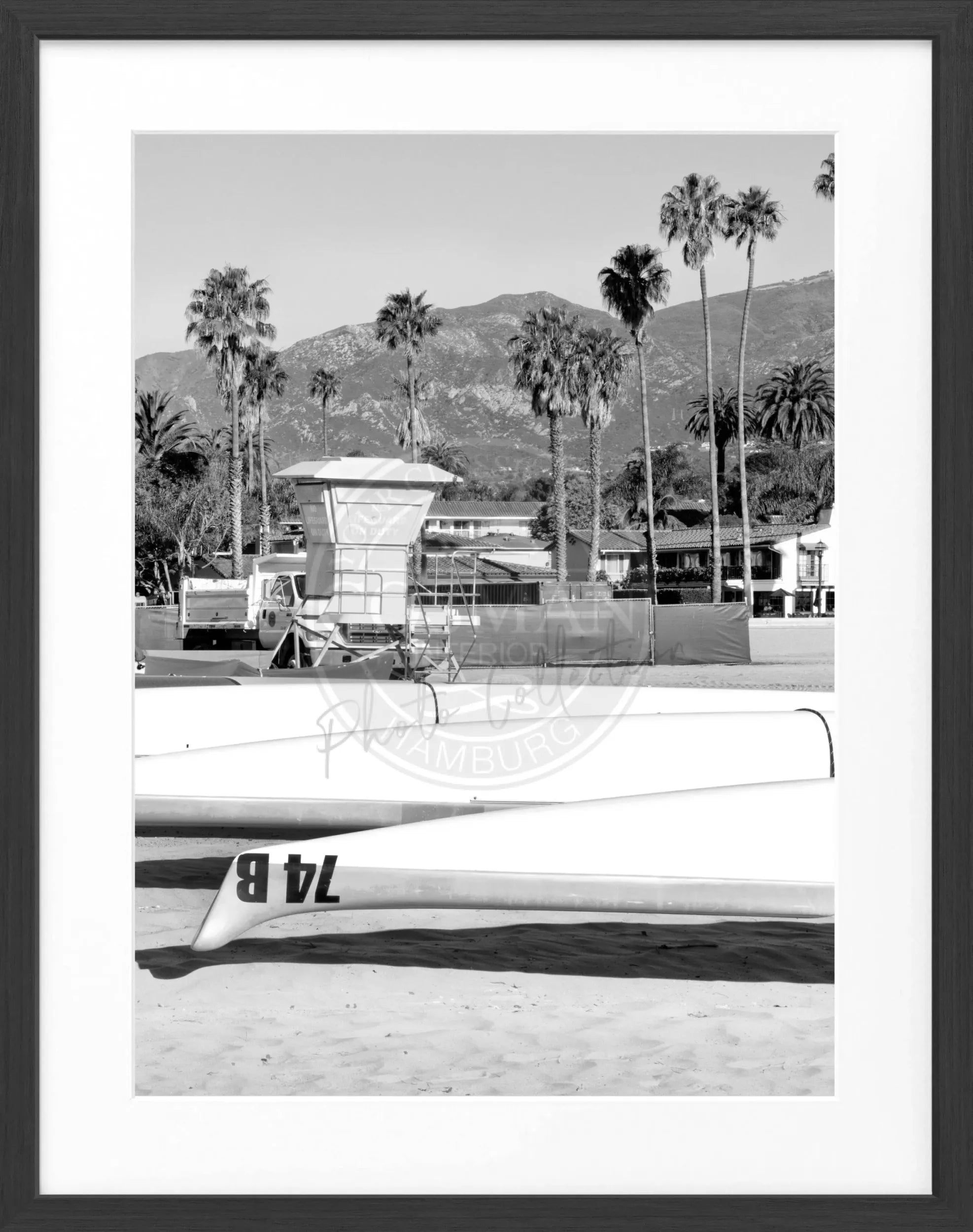 Schwarz-weiß Poster mit Rahmen, Kalifornien Santa Barbara, von Cosman-Photocollection, 25x31 cm, dekoratives Wandbild