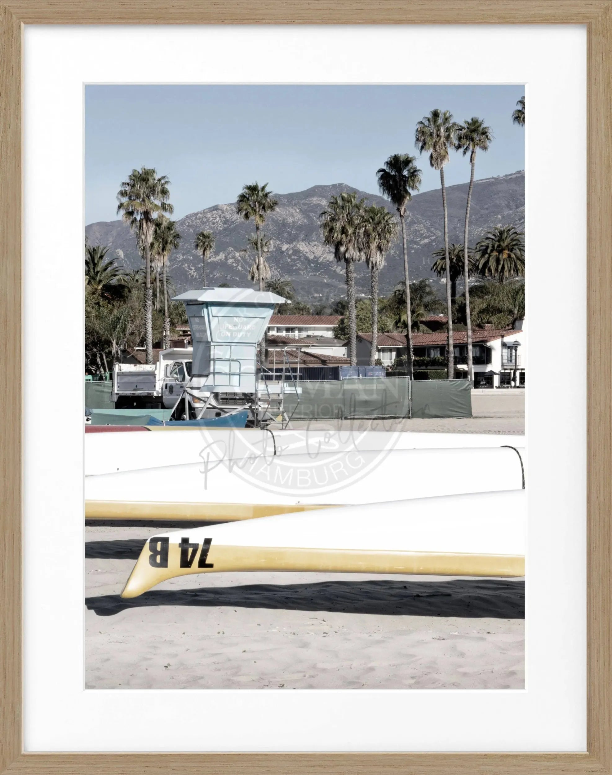 Schwarzes und weißes Poster mit Rahmen, Kalifornien Santa Barbara, von Cosman-Photocollection, 25x31 cm, Wanddekoration