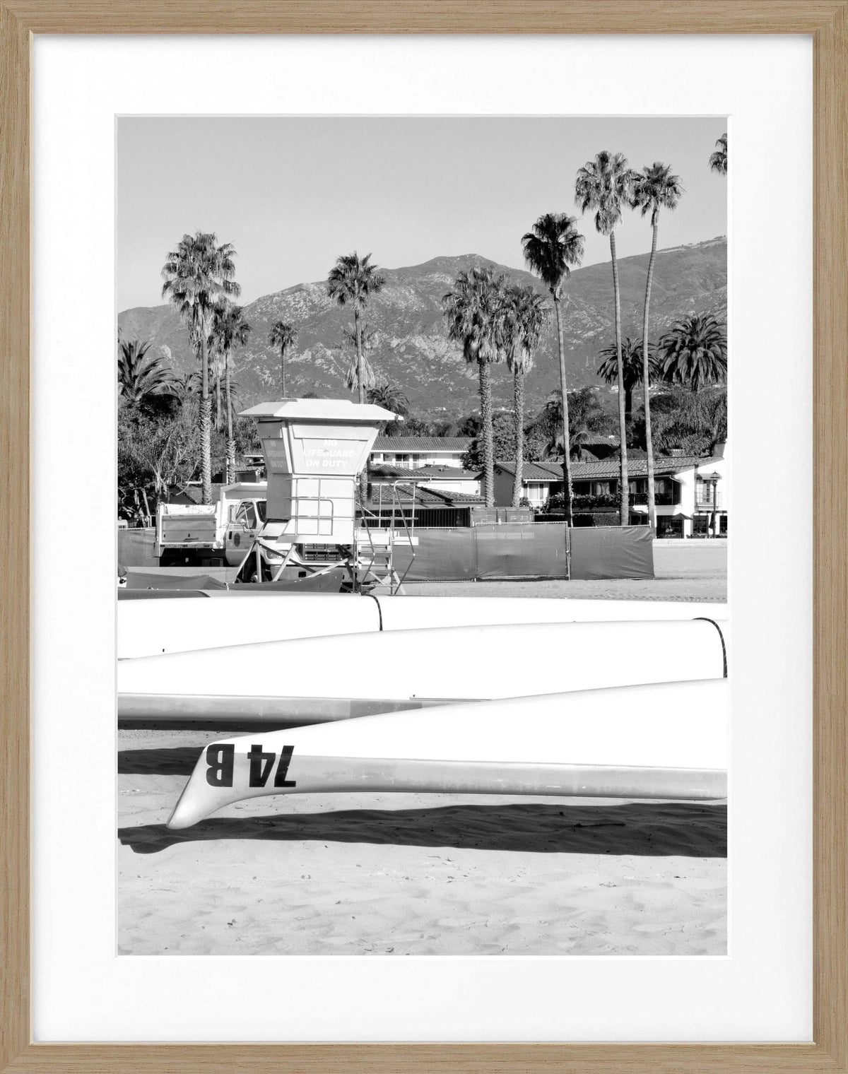 Schwarz-weiß Poster mit Rahmen von Cosman-Photocollection, Kalifornien Santa Barbara, 25x31 cm, Wanddekoration