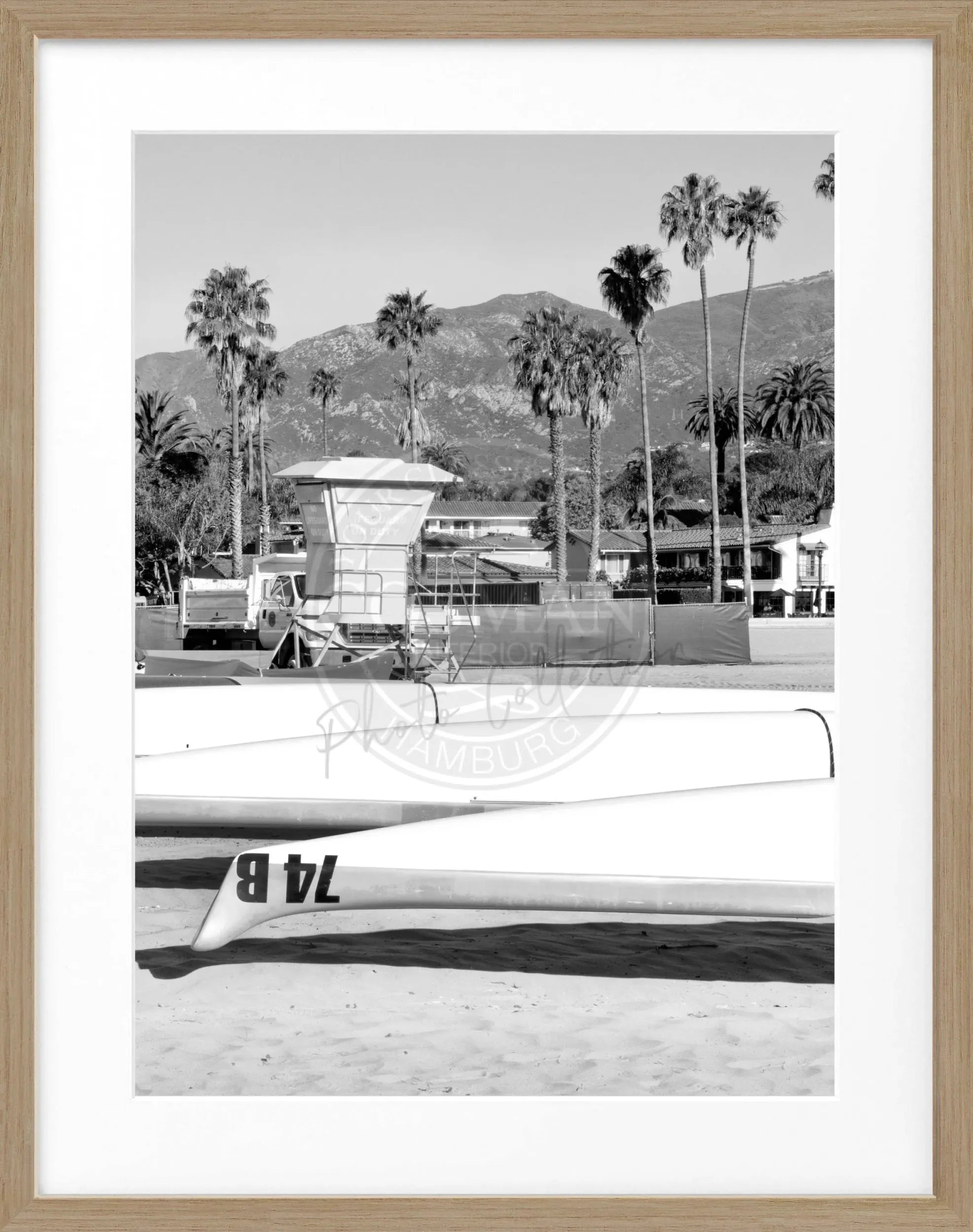 Schwarz-weiß Poster mit Rahmen von Cosman-Photocollection, Kalifornien Santa Barbara, 25x31 cm, Wanddekoration
