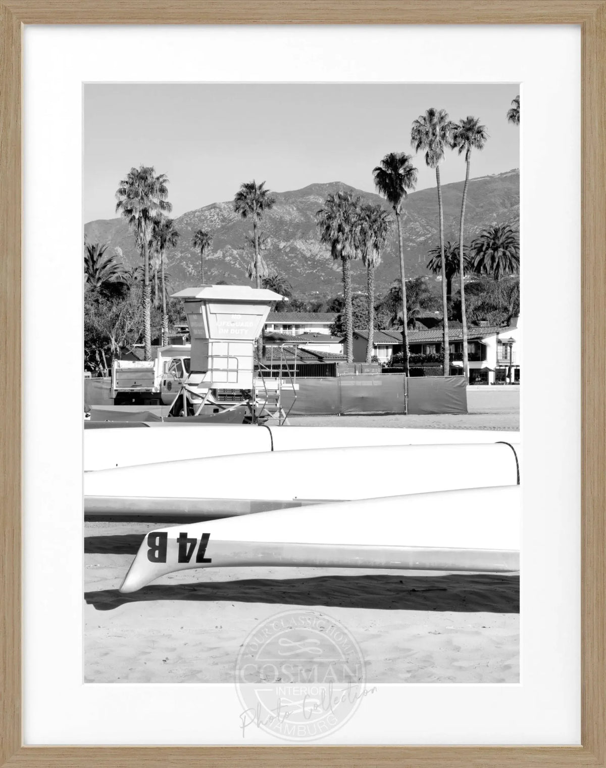 Schwarz-weiß Poster mit Rahmen von Cosman-Photocollection, Kalifornien Santa Barbara, 25x31 cm, Wanddekoration