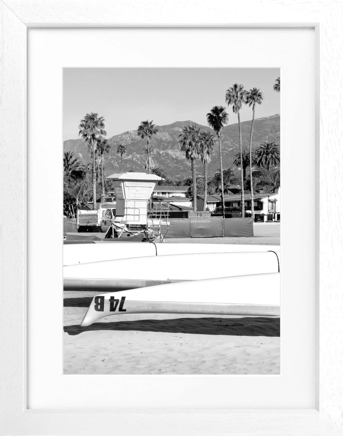 Schwarz-weiß Poster mit Rahmen, Kalifornien Santa Barbara Motiv, 25x31 cm, von Cosman-Photocollection