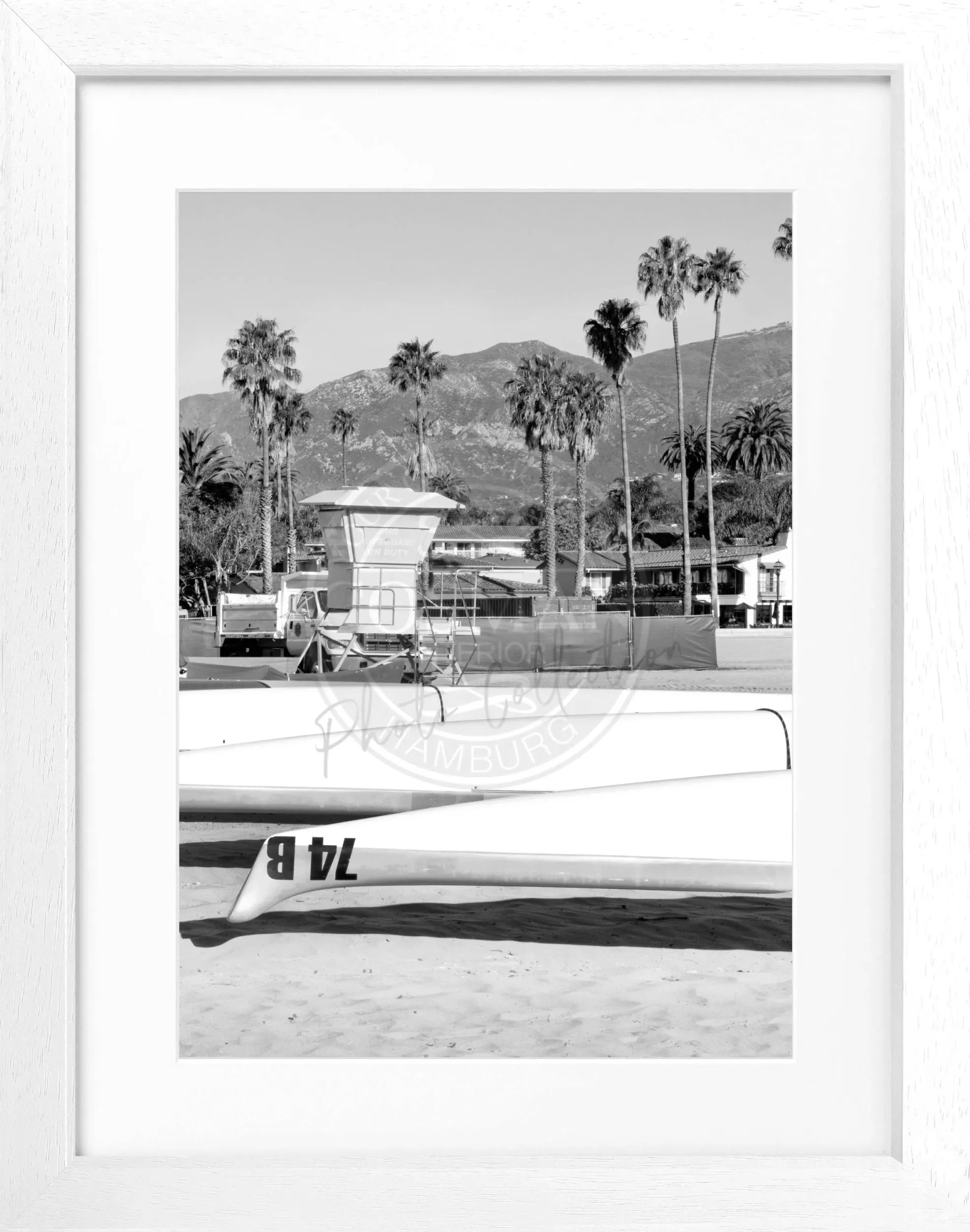 Schwarz-weiß Poster mit Rahmen, Kalifornien Santa Barbara Motiv, 25x31 cm, von Cosman-Photocollection