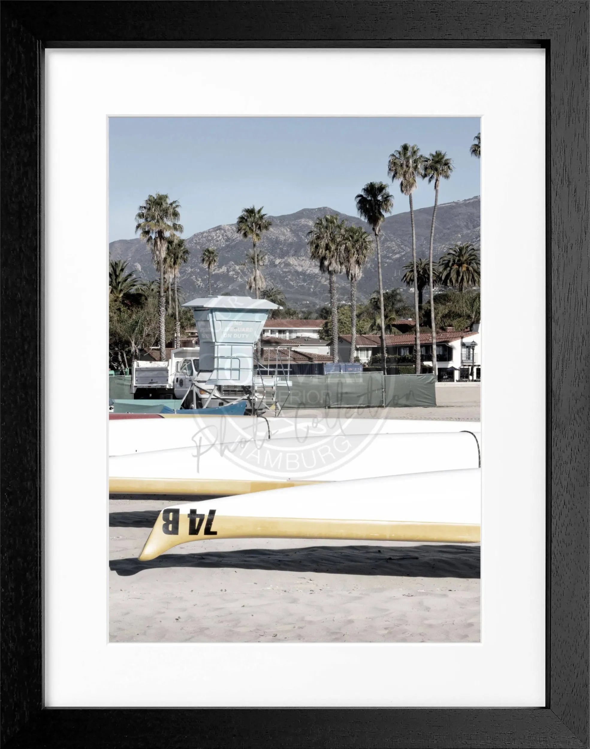 Schwarz-weiß Poster mit Rahmen Kalifornien Santa Barbara von Cosman-Photocollection, 25x31 cm, Wandbild mit Stadtmotiv
