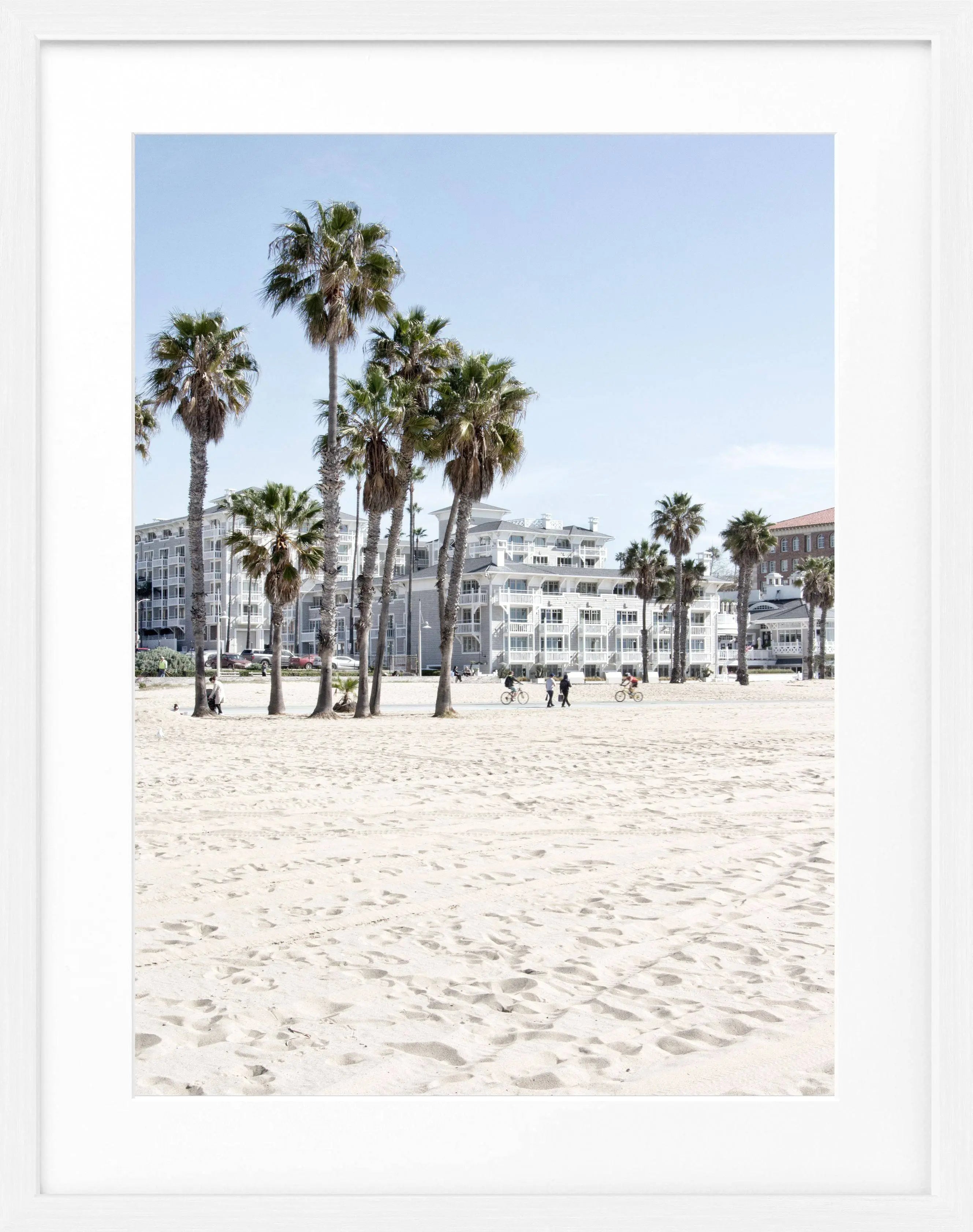 Schwarz-weiß Poster mit Rahmen von Cosman-Photocollection, Kalifornien Santa Monica Beach, 25x31 cm, Fotokunst für Wände