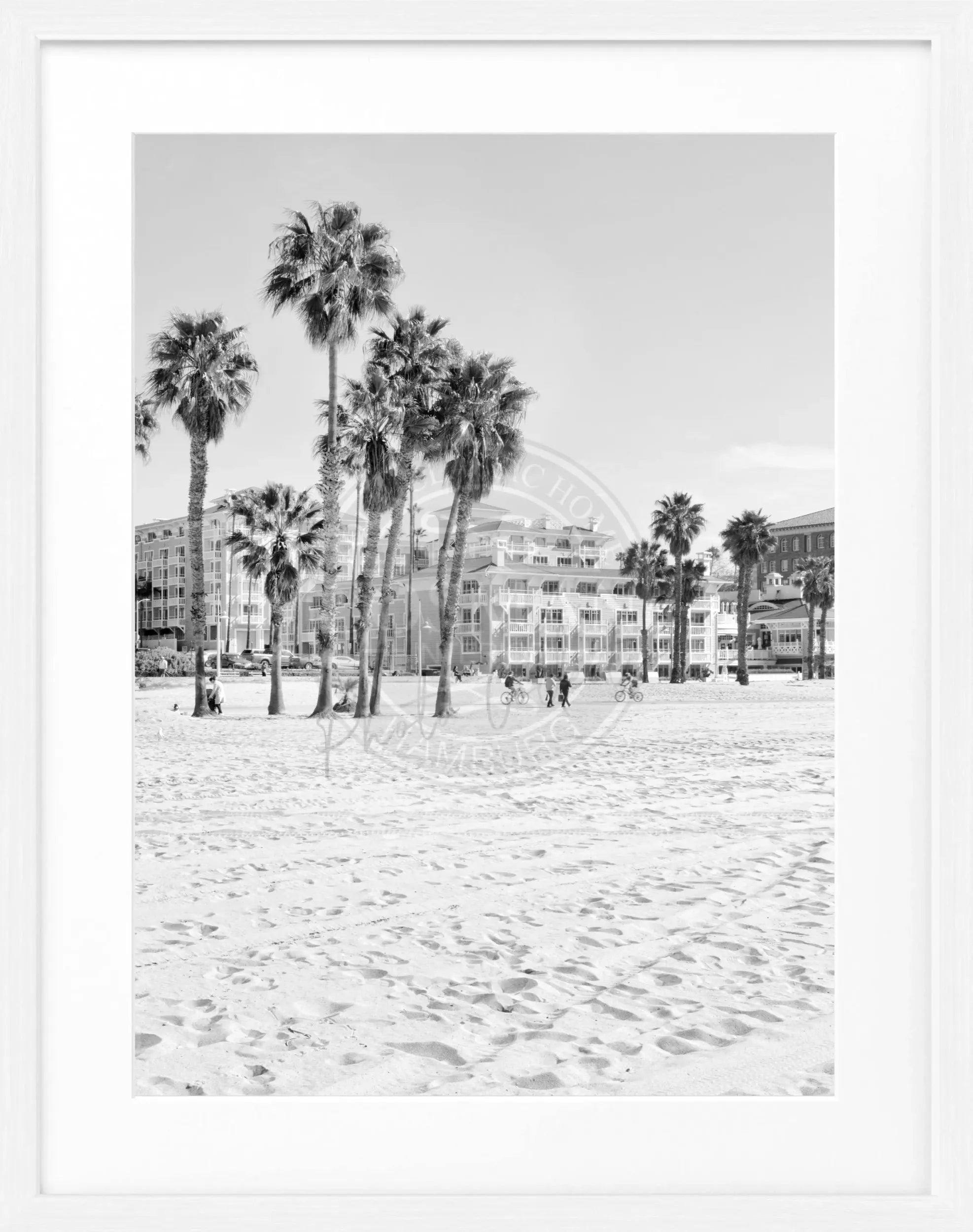 Schwarz-weiß Poster mit Rahmen, Kalifornien Santa Monica Beach, von Cosman-Photocollection, 25x31 cm, Wandbild