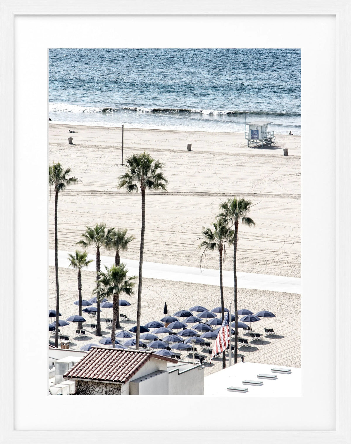 Schwarzes und weißes Poster mit Rahmen, Kalifornien Santa Monica Beach, Cosman-Photocollection, 25x31cm, Wanddekoration
