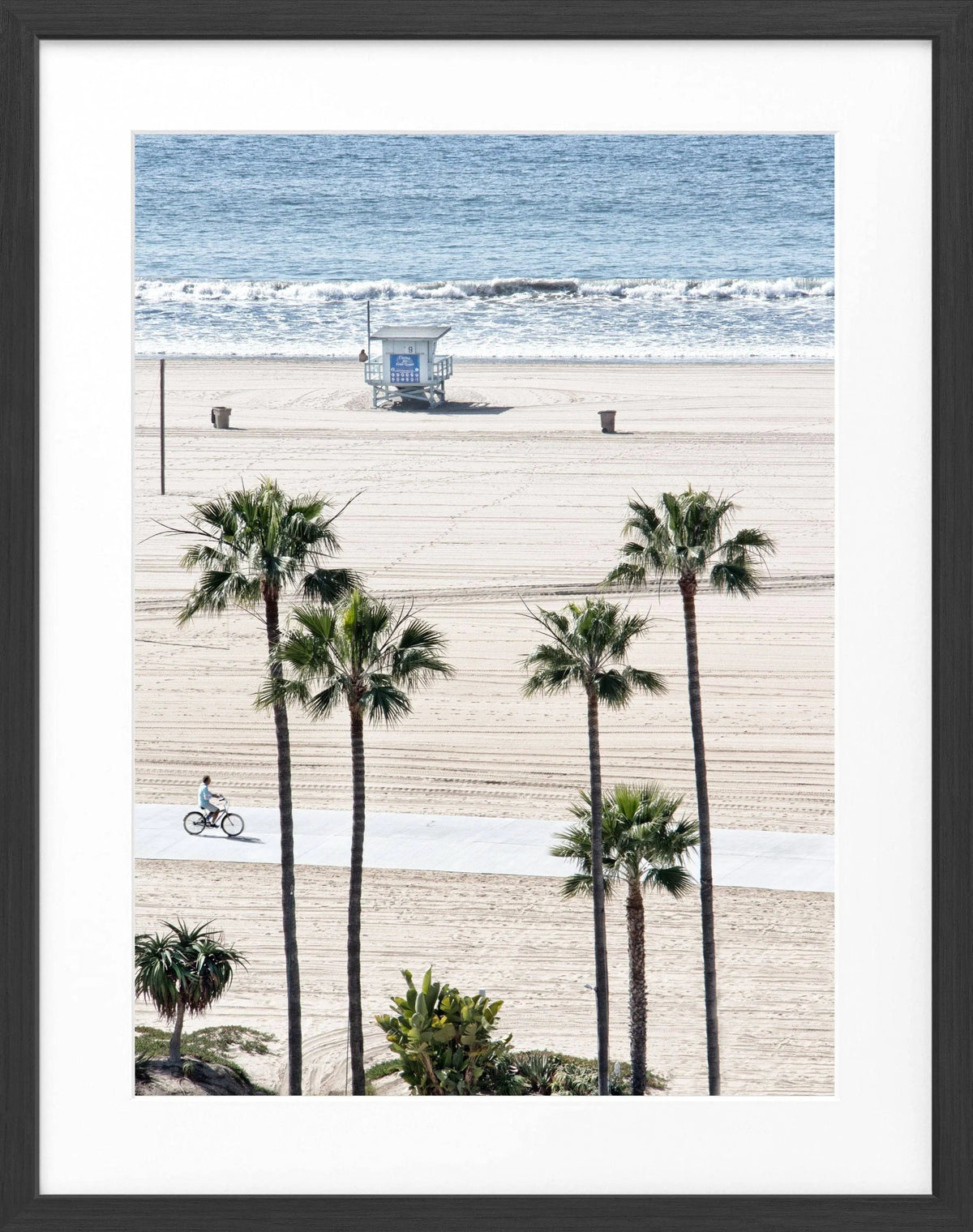 Schwarz-weiß Poster mit Rahmen, Kalifornien Santa Monica Beach, Cosman-Photocollection, 25x31cm, Meeresmotiv.
