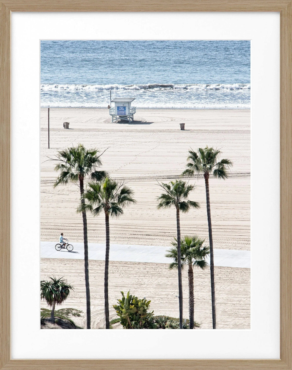 Schwarz-weiß Poster mit Rahmen von Cosman-Photocollection, Kalifornien Santa Monica Beach, 25x31 cm, Wanddekoration
