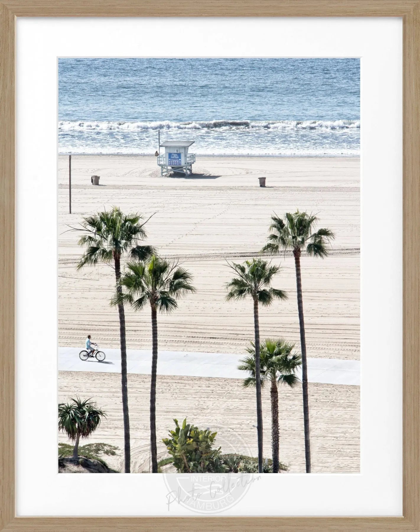 Schwarz-weiß Poster mit Rahmen von Cosman-Photocollection, Kalifornien Santa Monica Beach, 25x31 cm, Wanddekoration