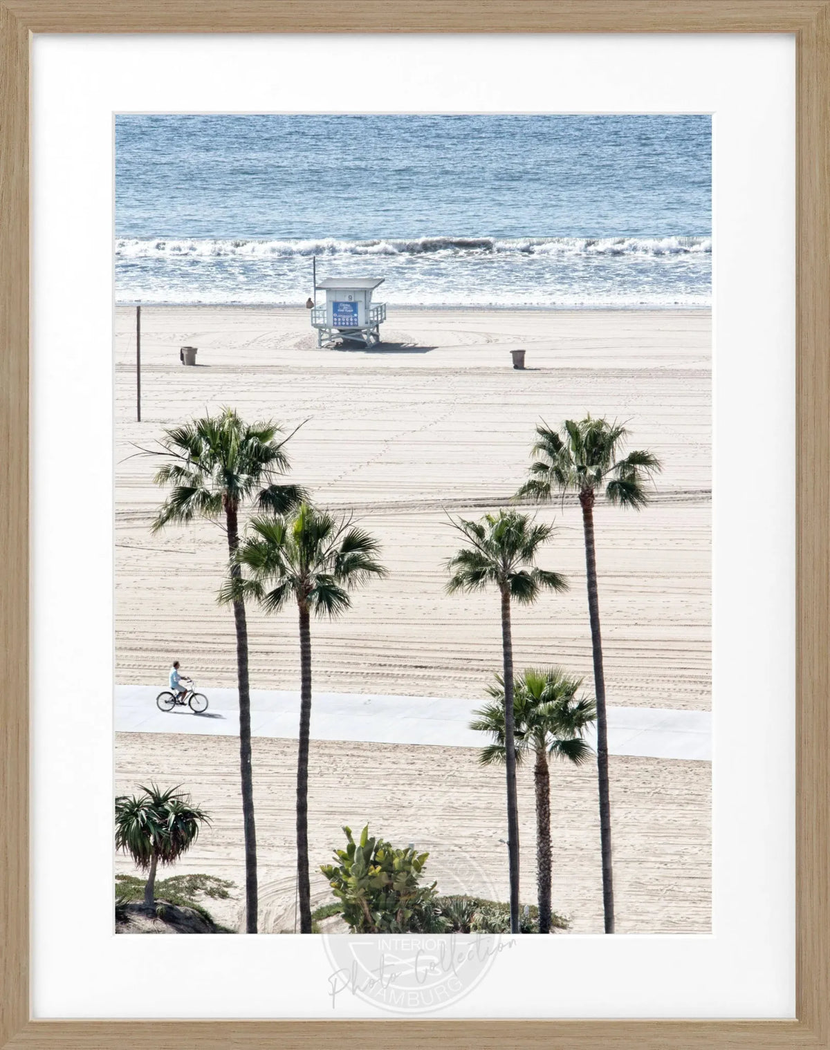 Schwarz-weiß Poster mit Rahmen von Cosman-Photocollection, Kalifornien Santa Monica Beach, 25x31 cm, Wanddekoration