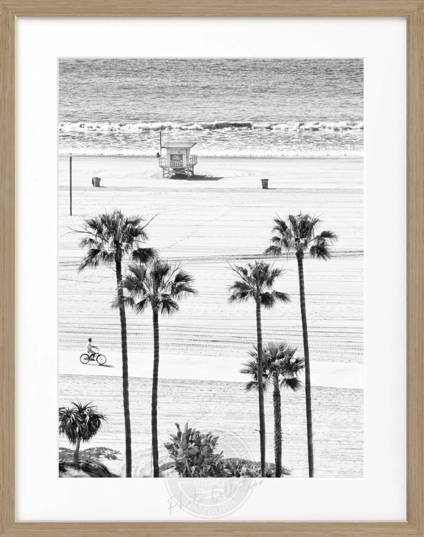 Schwarz-weiß Poster mit Rahmen, Kalifornien Santa Monica Beach Motiv, 25x31 cm, von Cosman-Photocollection