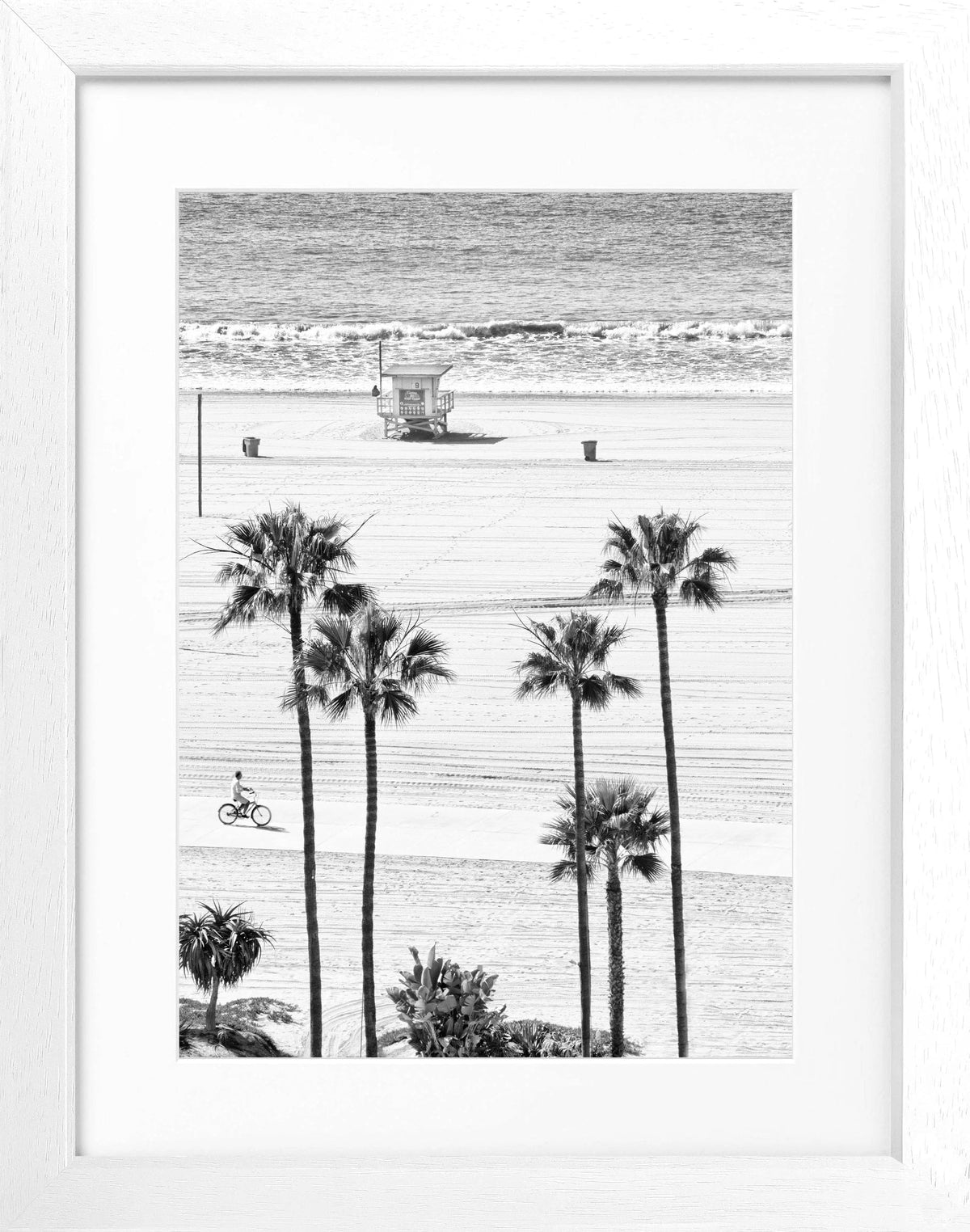 Schwarz-weiß Poster mit Rahmen, Kalifornien Santa Monica Beach, Cosman-Photocollection, 25x31 cm, Wanddekoration