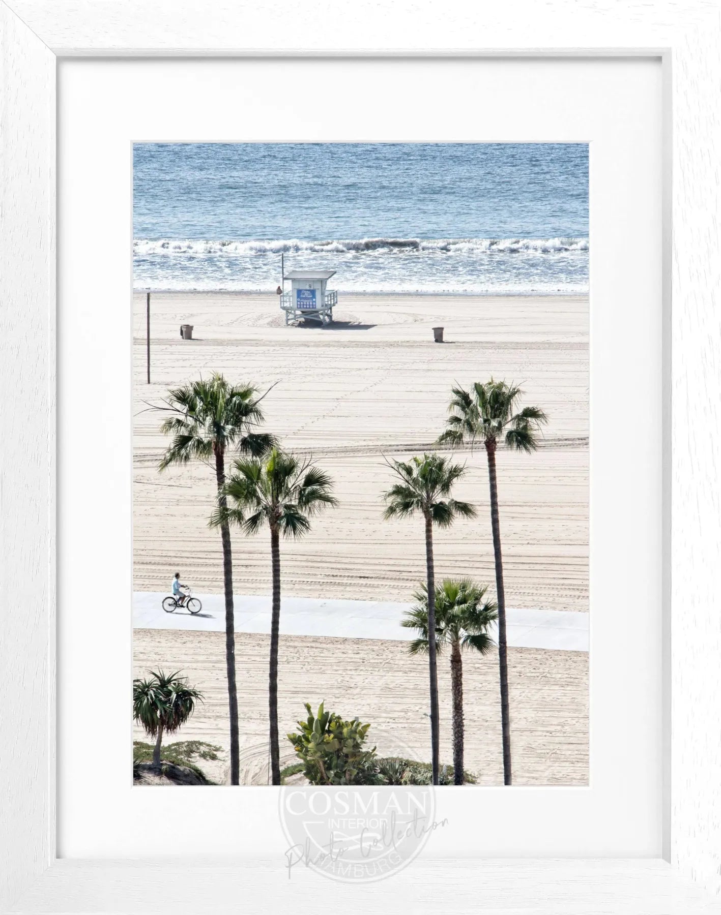 Schwarz-weiß Poster mit Rahmen, Kalifornien Santa Monica Beach, von Cosman-Photocollection, 25x31 cm, Strandmotiv