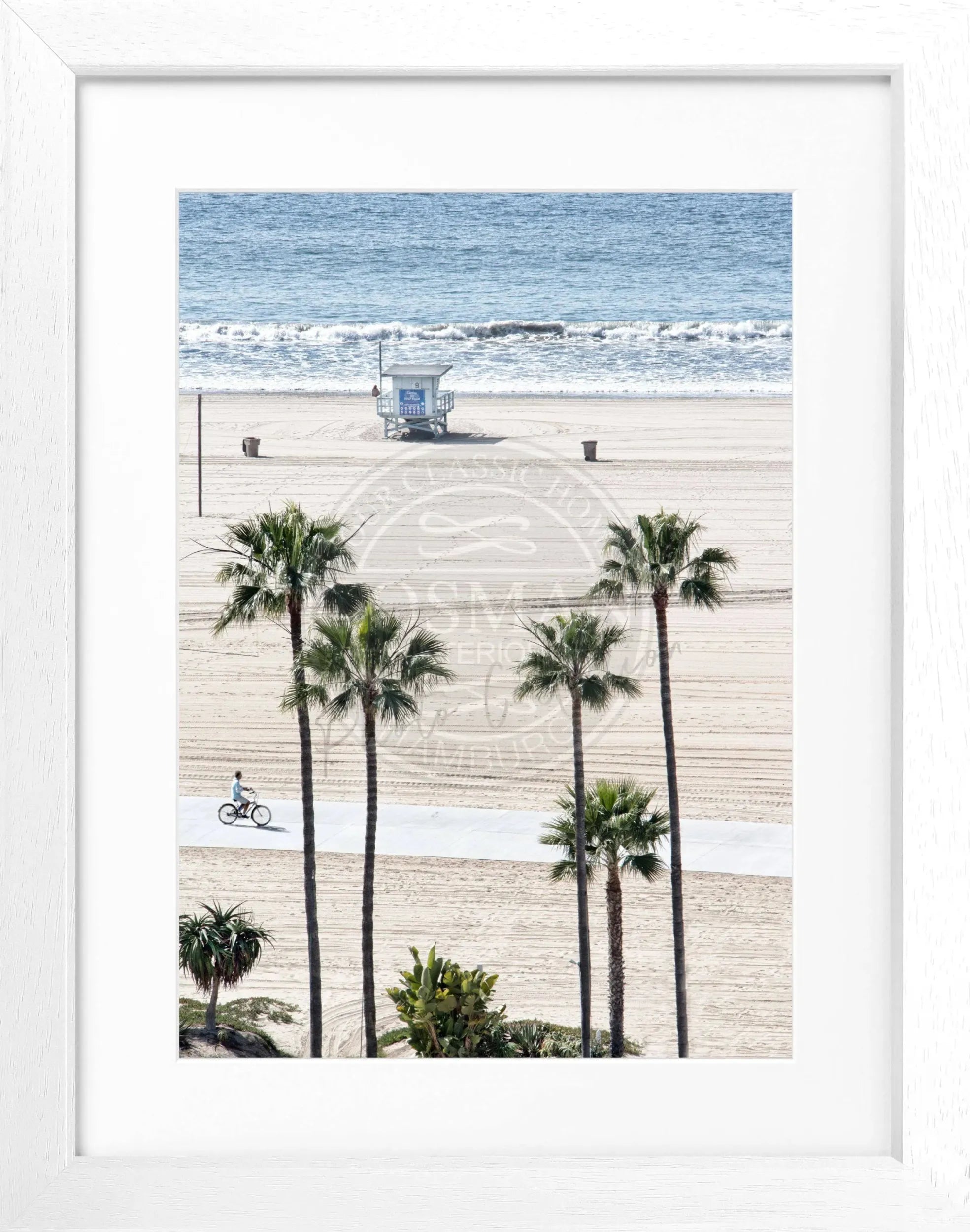 Schwarz-weiß Poster mit Rahmen, Kalifornien Santa Monica Beach, von Cosman-Photocollection, 25x31 cm, Strandmotiv