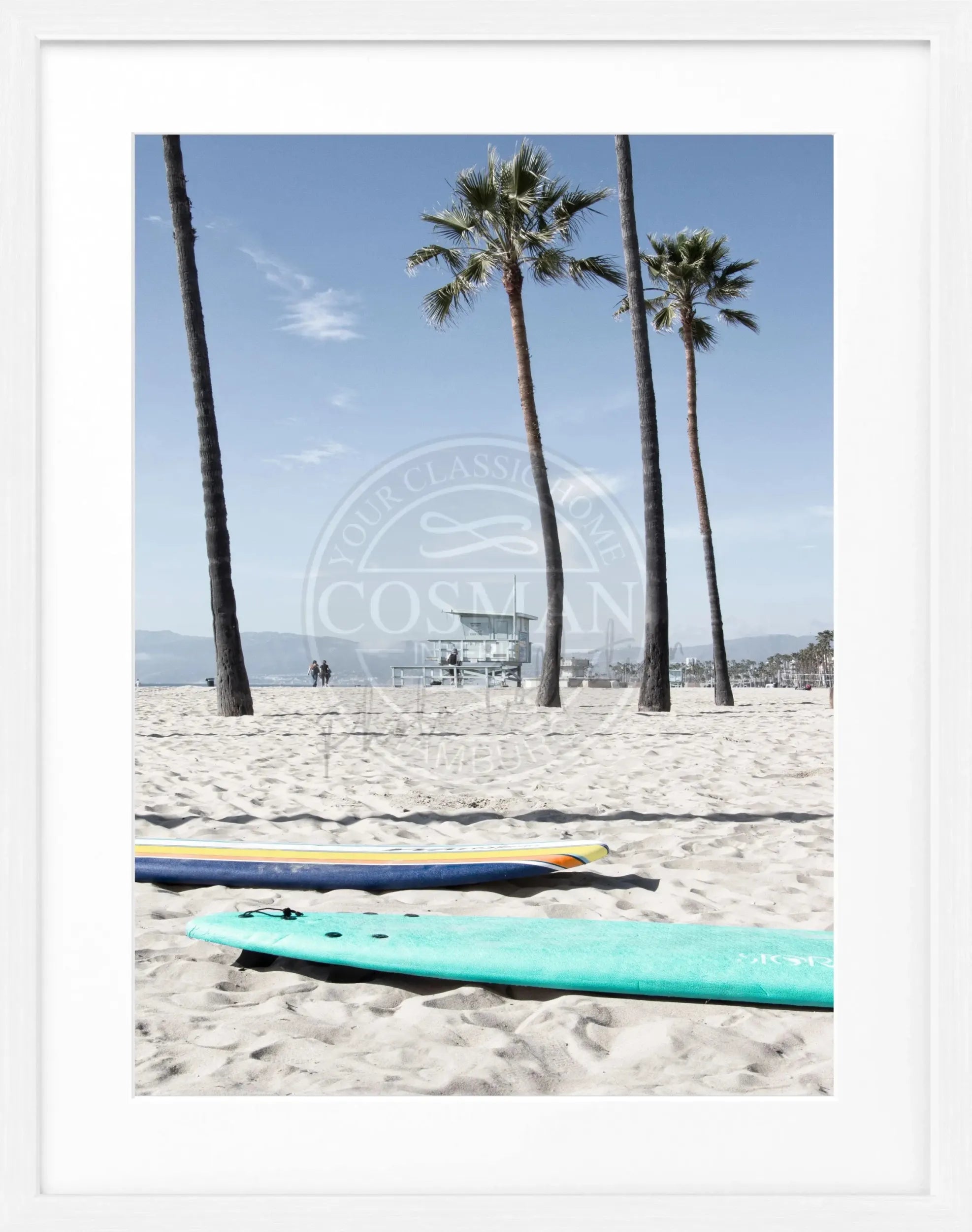 Schwarz-weiß Poster mit Rahmen von Cosman-Photocollection, Kalifornien Venice Beach, Motiv, 25x31 cm, Wanddekoration
