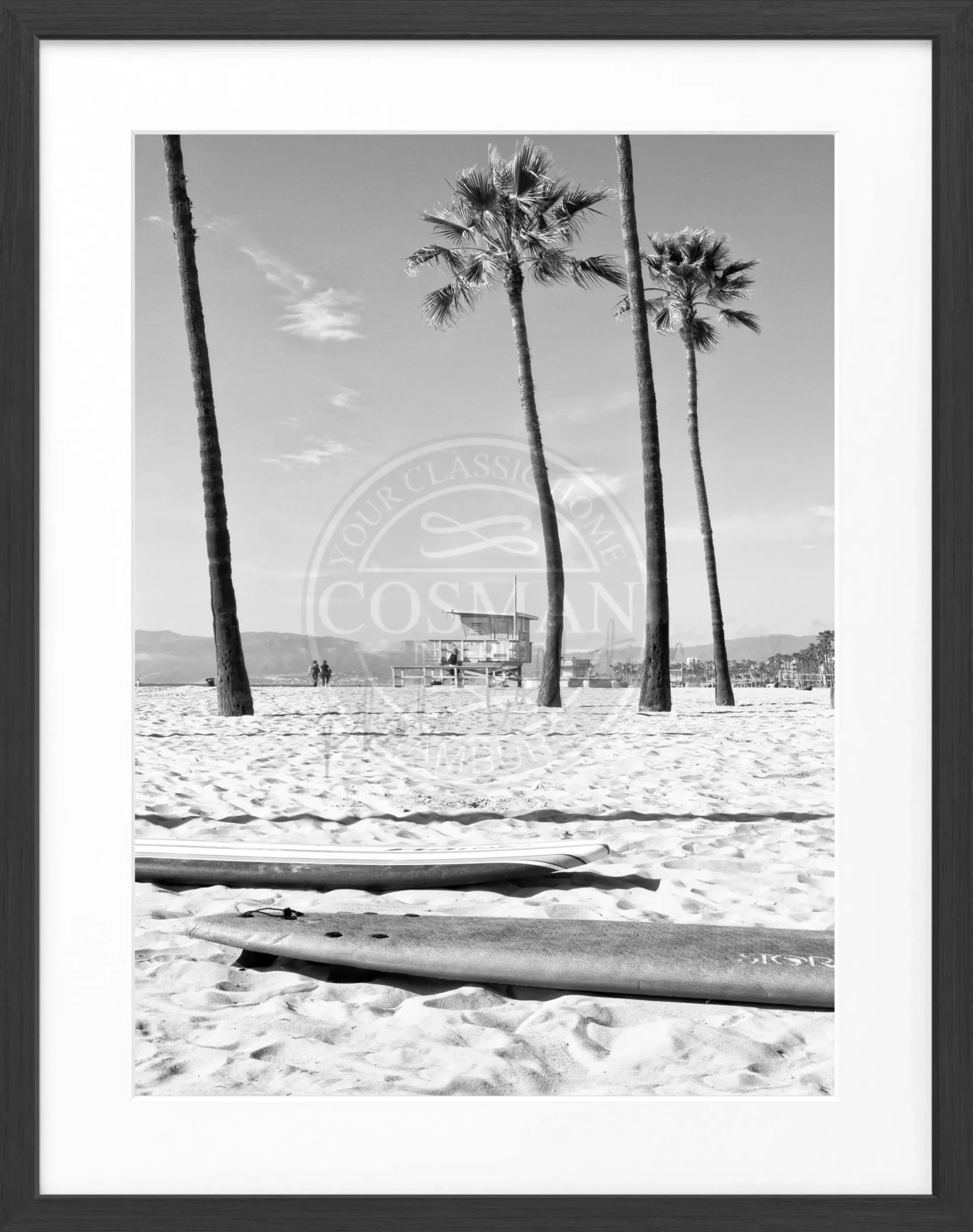 Schwarz-weiß Poster mit Rahmen, Kalifornien Venice Beach, von Cosman-Photocollection, 25x31 cm, dekoratives Wandbild
