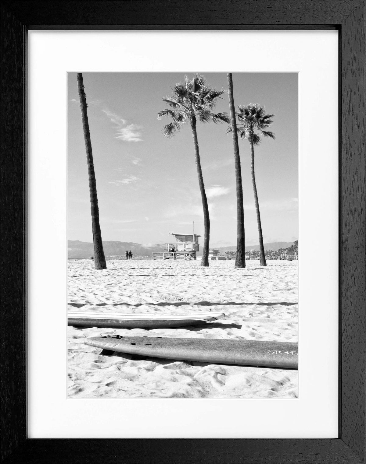 Schwarz-weißes Poster mit Rahmen, Kalifornien Venice Beach, 25x31 cm, von Cosman-Photocollection, Wanddekor, Strandmotiv