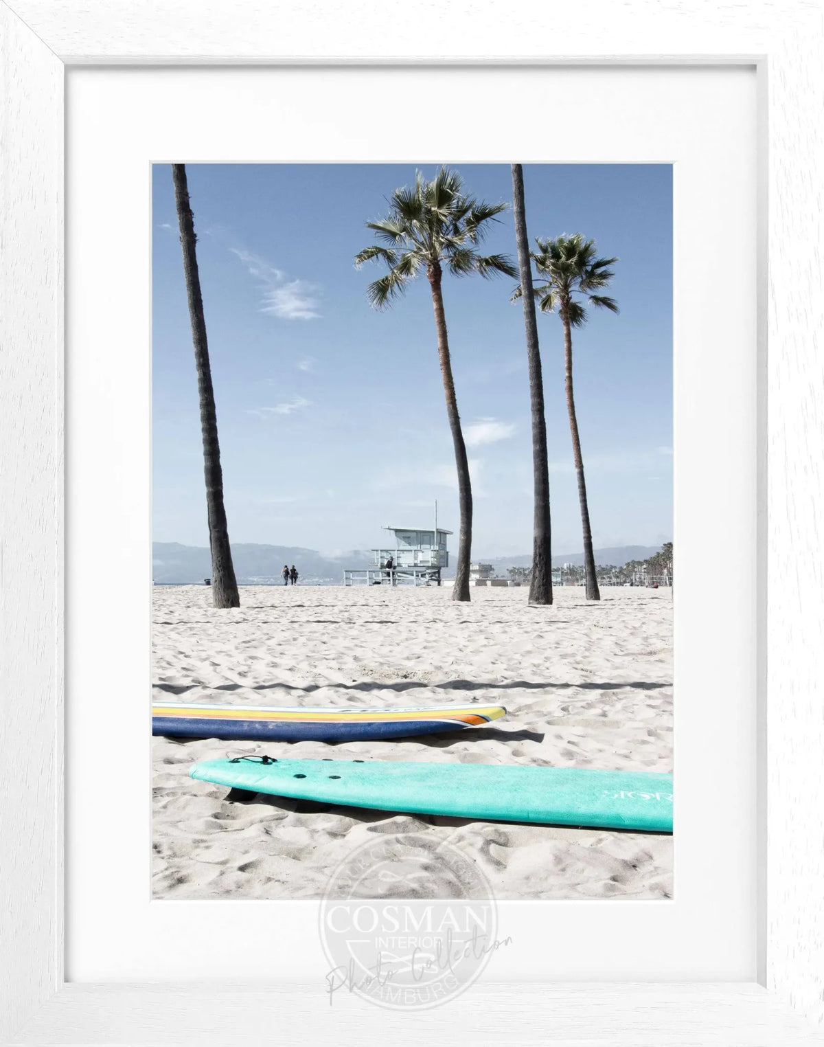 Schwarz-weiß Poster mit Rahmen, Kalifornien Venice Beach Motiv, 25x31 cm, von Cosman-Photocollection