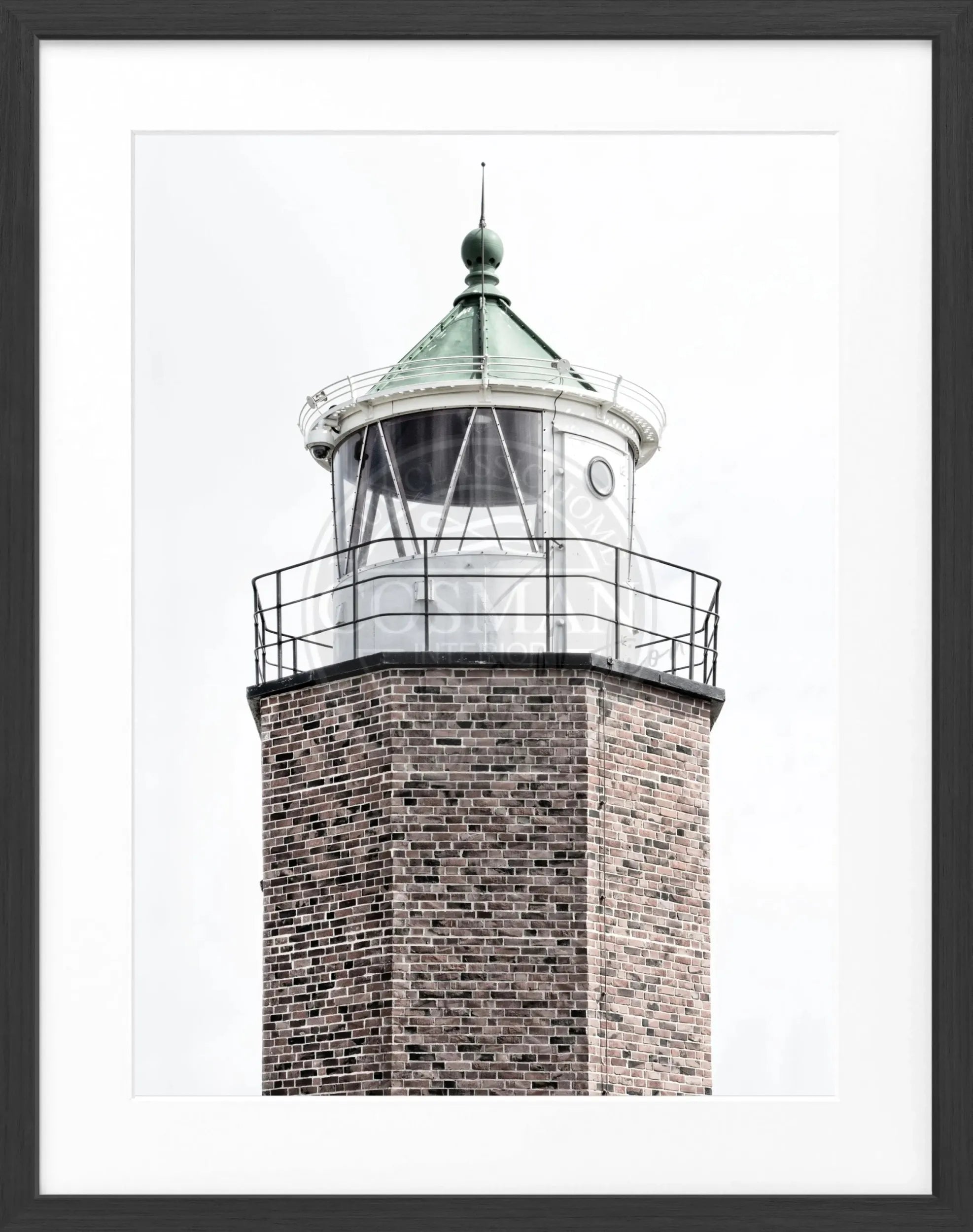 Schwarz-weiß Poster mit Rahmen, Leuchtturm am Roten Kliff auf Sylt, von Cosman-Photocollection, 25x31 cm, dekoratives Wandbild