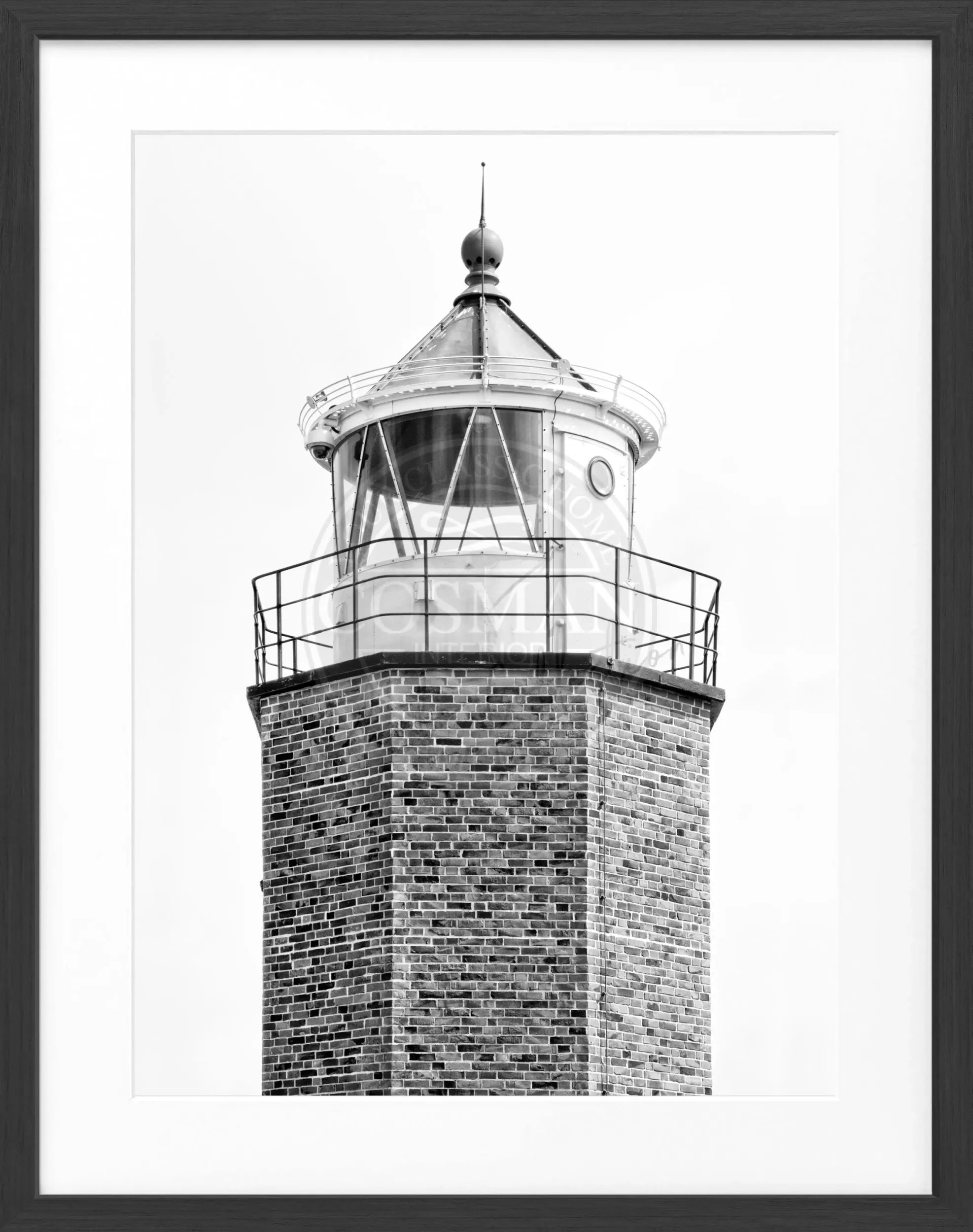 Schwarz-weiß Poster mit Rahmen, Leuchtturm am Roten Kliff auf Sylt, von Cosman-Photocollection, 25x31 cm.