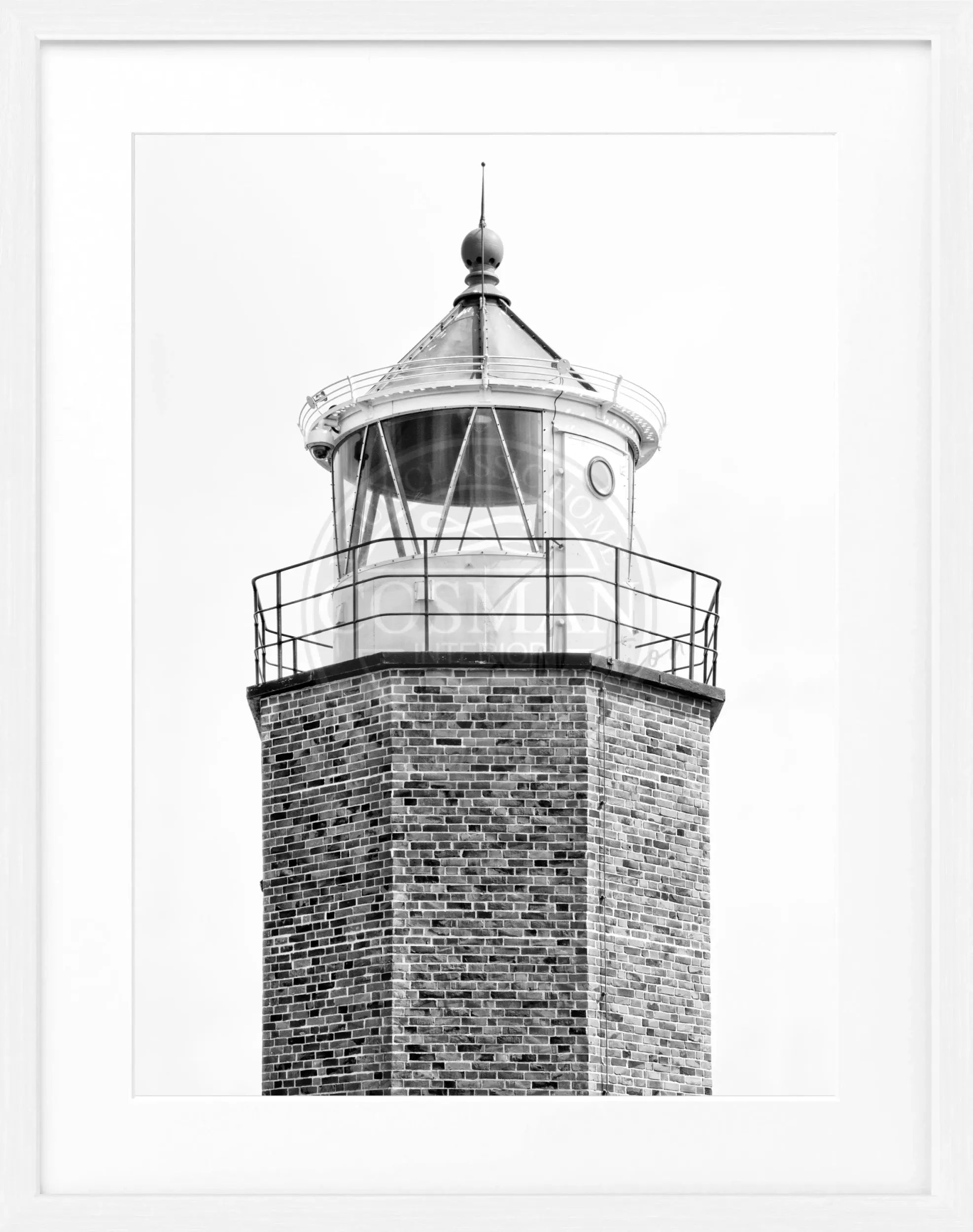Schwarz-weiß Poster mit Rahmen, Leuchtturm ’Rotes Kliff’ Sylt, 25x31cm, von Cosman-Photocollection, Wanddekoration