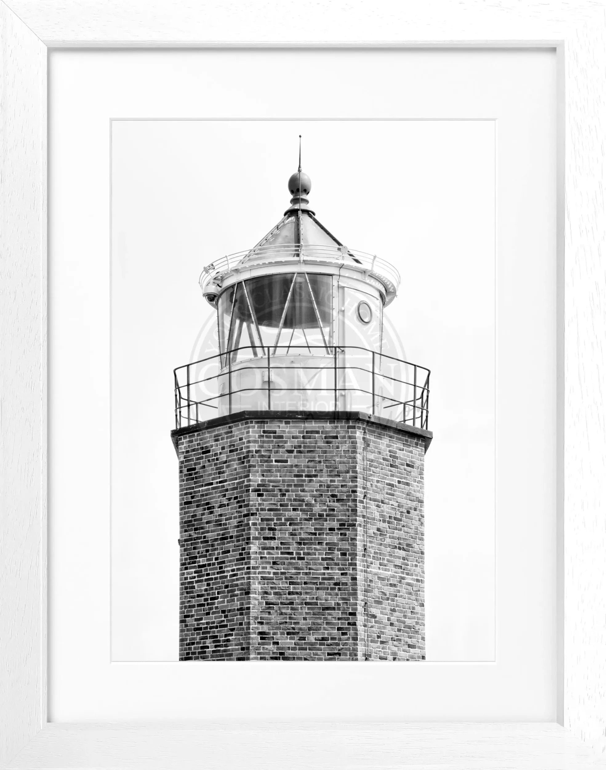 Schwarz-weiß Poster mit Rahmen, Leuchtturm ’Rotes Kliff’ auf Sylt, von Cosman-Photocollection, Bildgröße 25x31 cm.